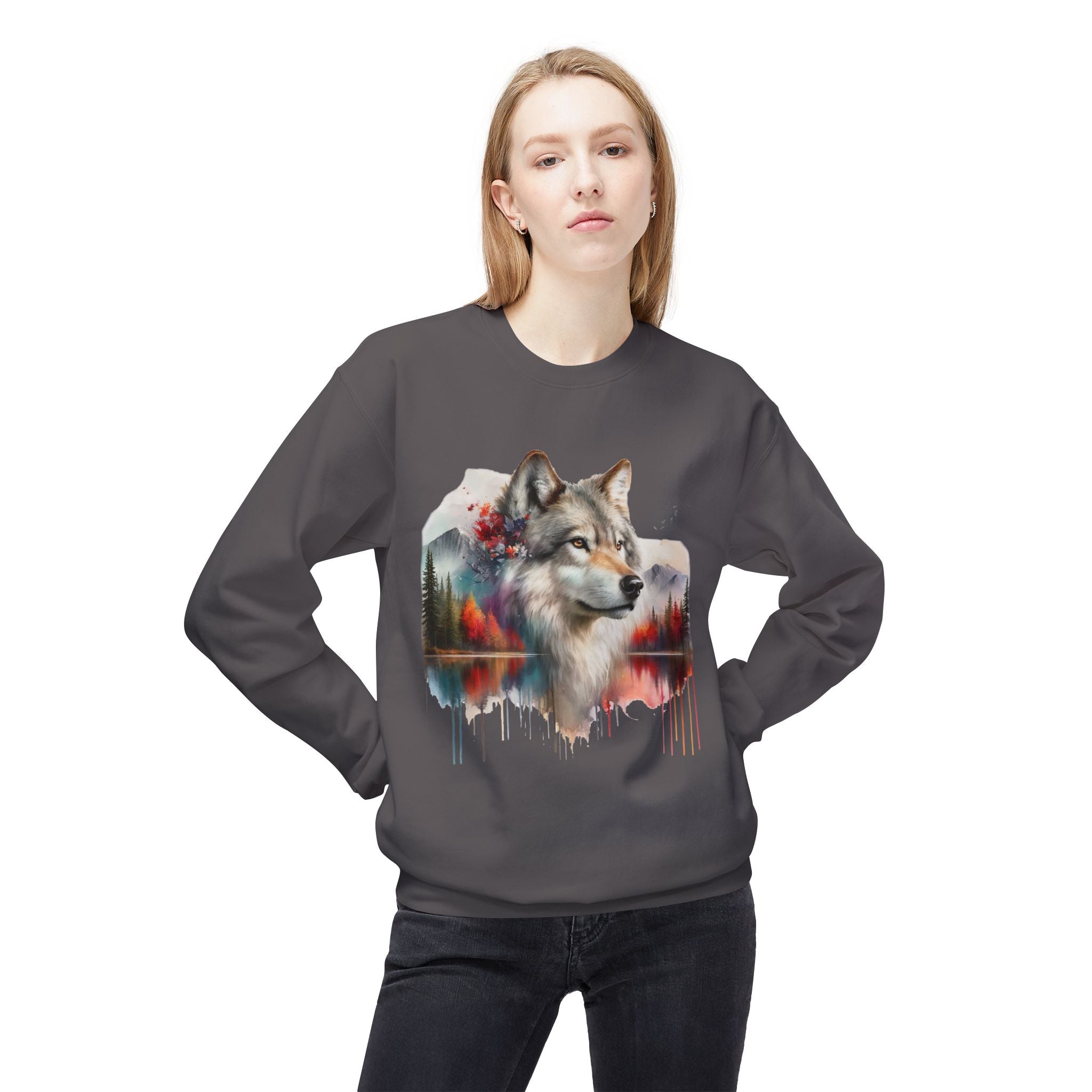 Wildlife Wolf Sweatshirt — Custom Graphic Crewneck