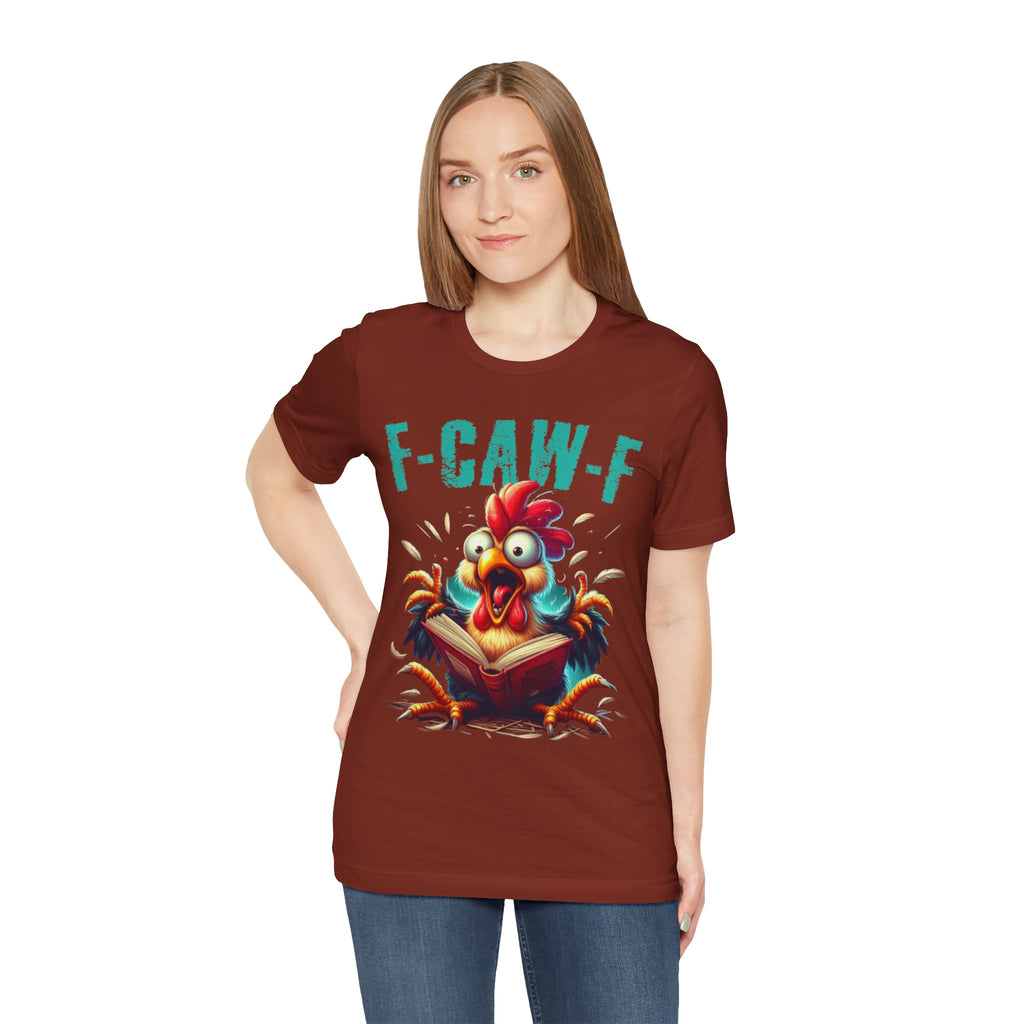 F Caw F Book Reading Chicken  Jersey Short Sleeve Tee