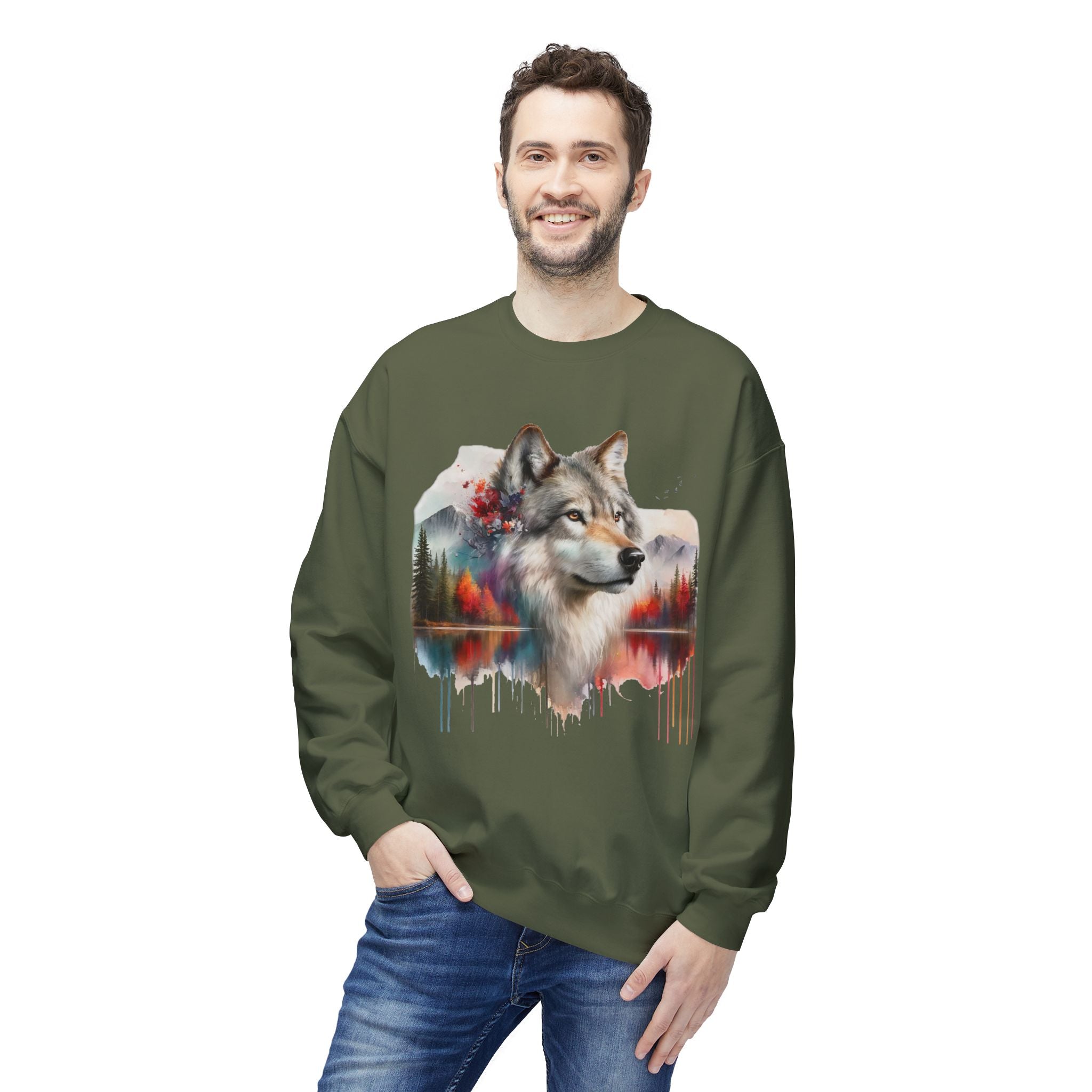 Wildlife Wolf Sweatshirt — Custom Graphic Crewneck
