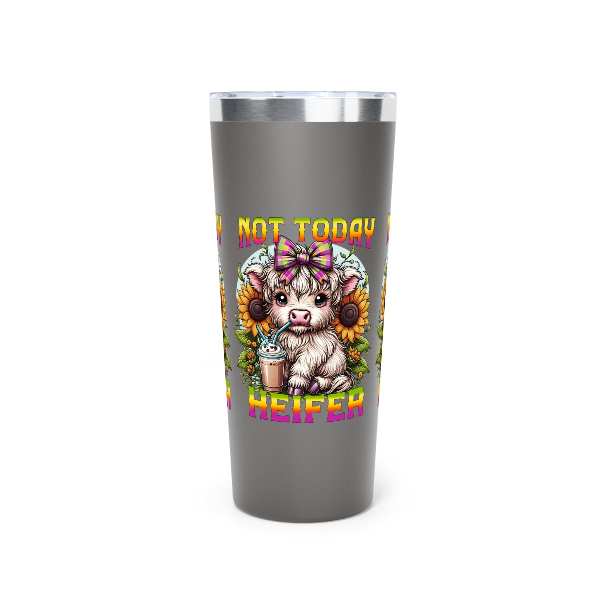 Not Today Heifer Highland Cow Copper Tumbler — 22oz Vacuum Insulated