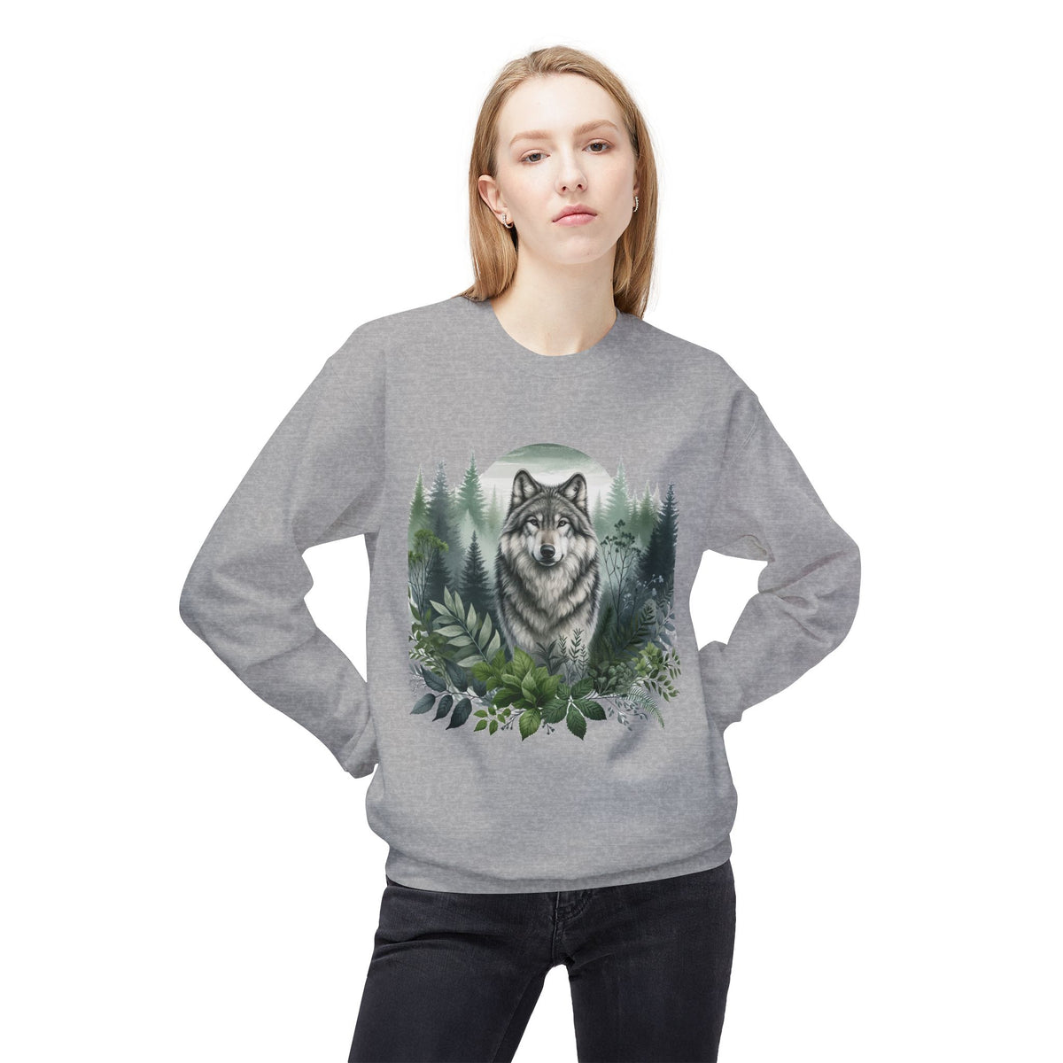 Wildlife Wolf Crewneck Sweatshirt — Custom Wolf Graphic