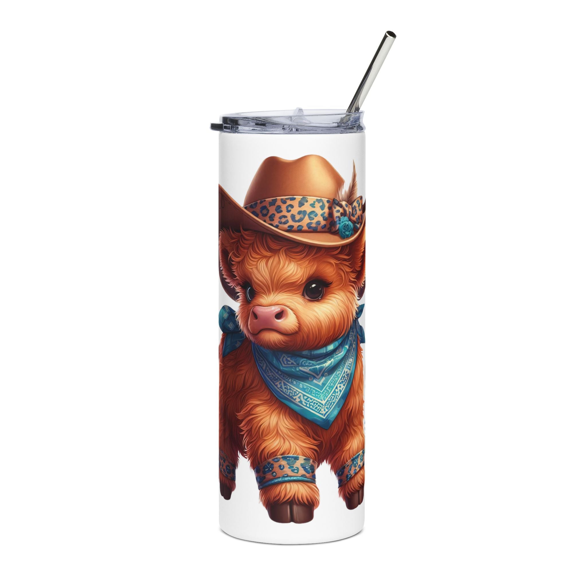 Highland Cow Spring Flowers Stainless Steel Tumbler — 20oz