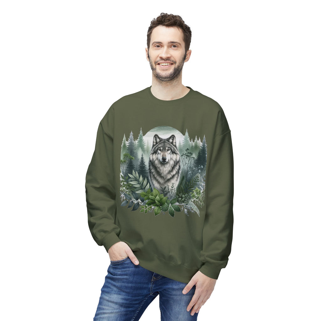 Wildlife Wolf Crewneck Sweatshirt — Custom Wolf Graphic