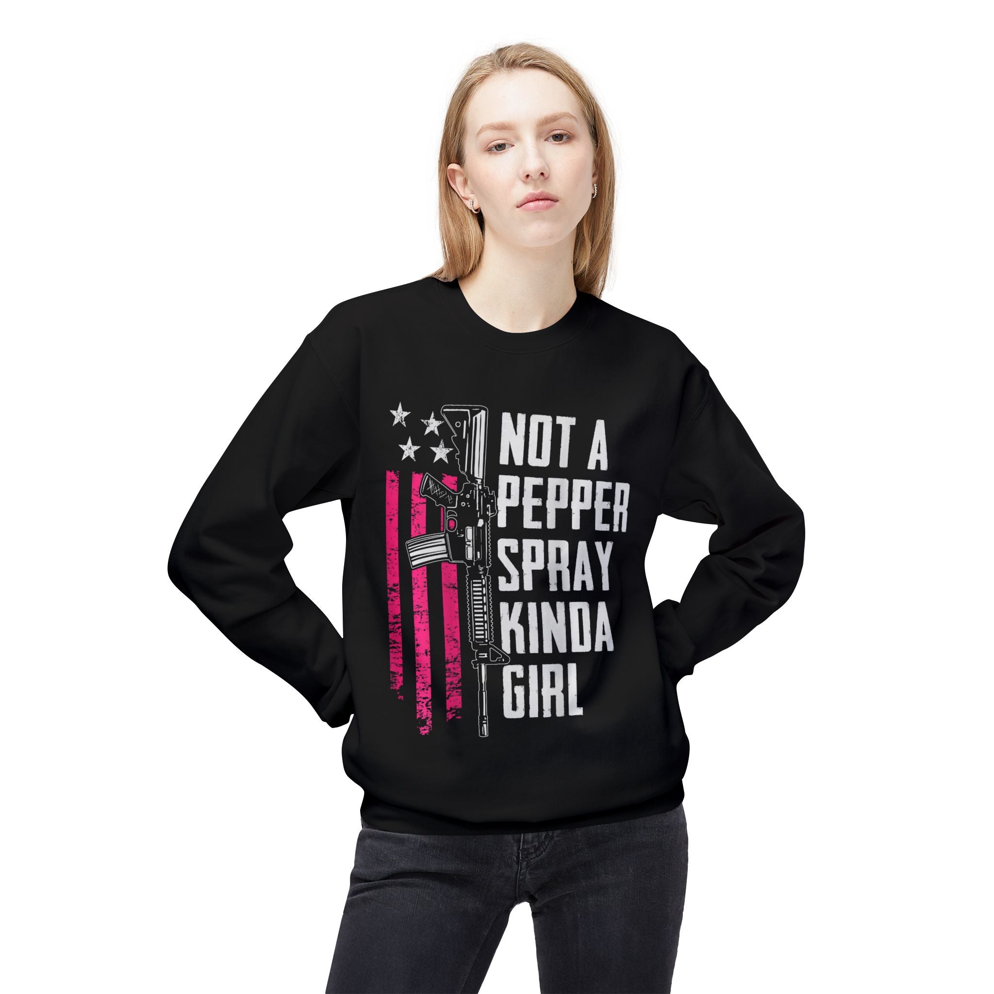 Not a Pepper Spray Kinda Girl Midweight Softstyle Fleece Crewneck Sweatshirt