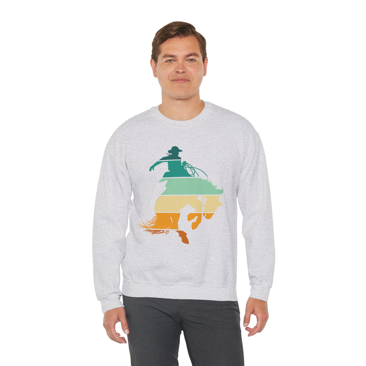 Rodeo Bucking Horse Crewneck Sweatshirt — Western Cowboy Rodeo Graphic