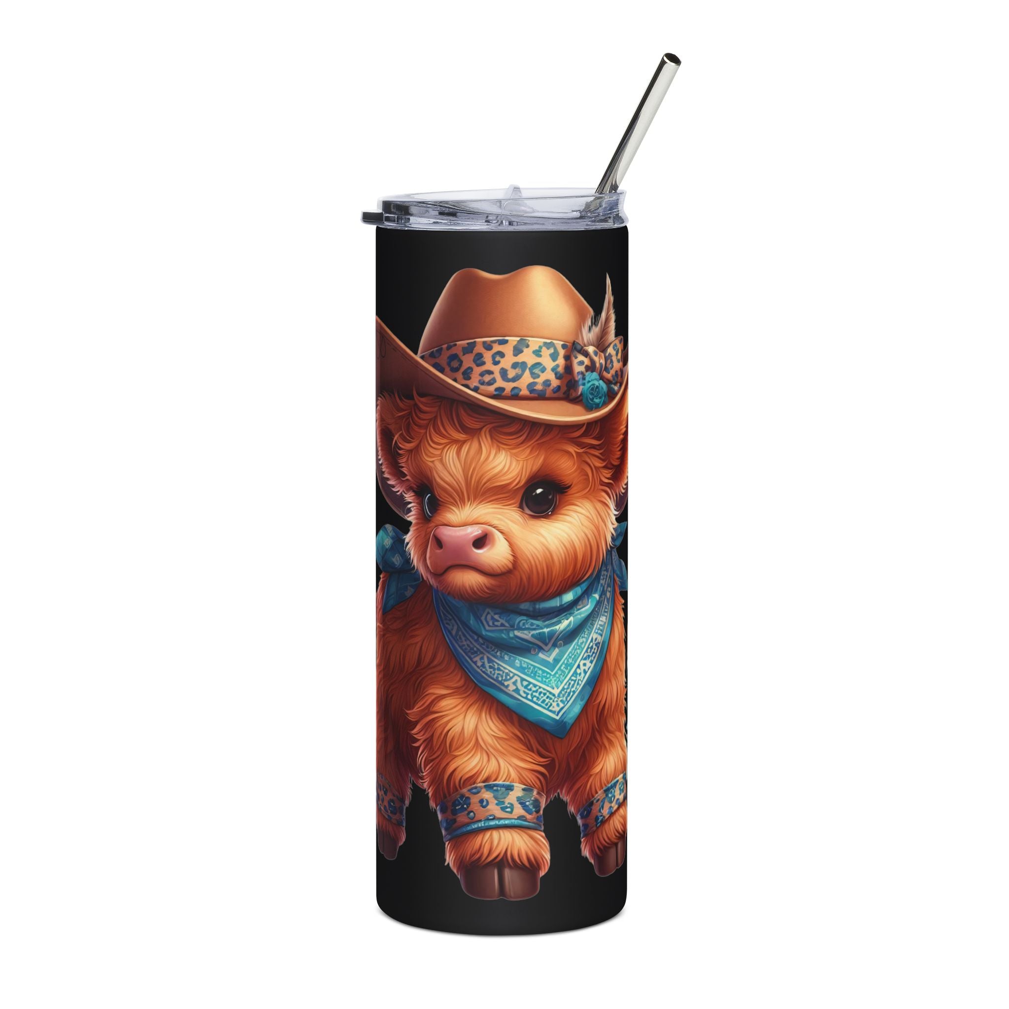 Highland Cow Spring Flowers Stainless Steel Tumbler — 20oz