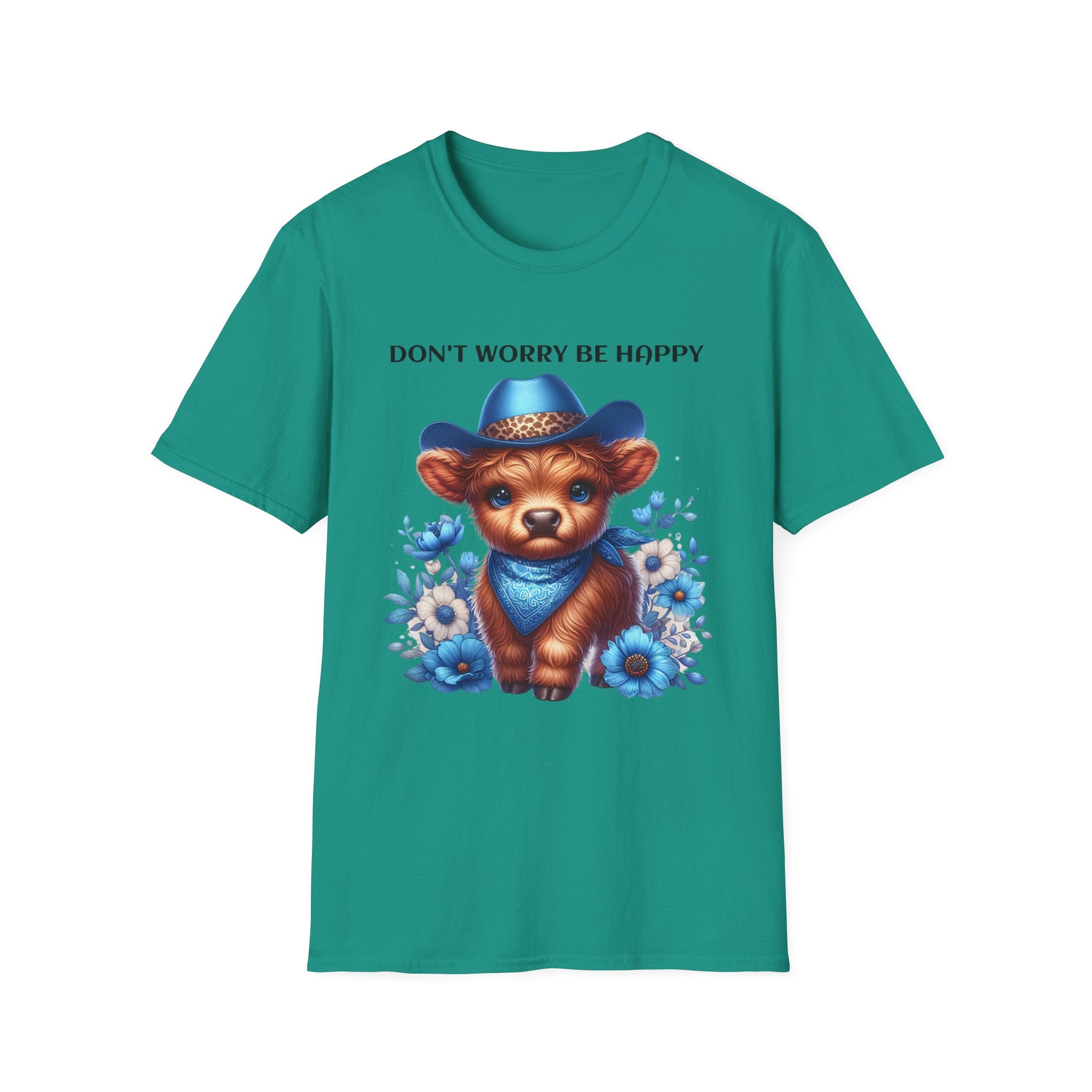 Baby Highland Cow Don't Worry Be Happy Unisex Soft style T-Shirt
