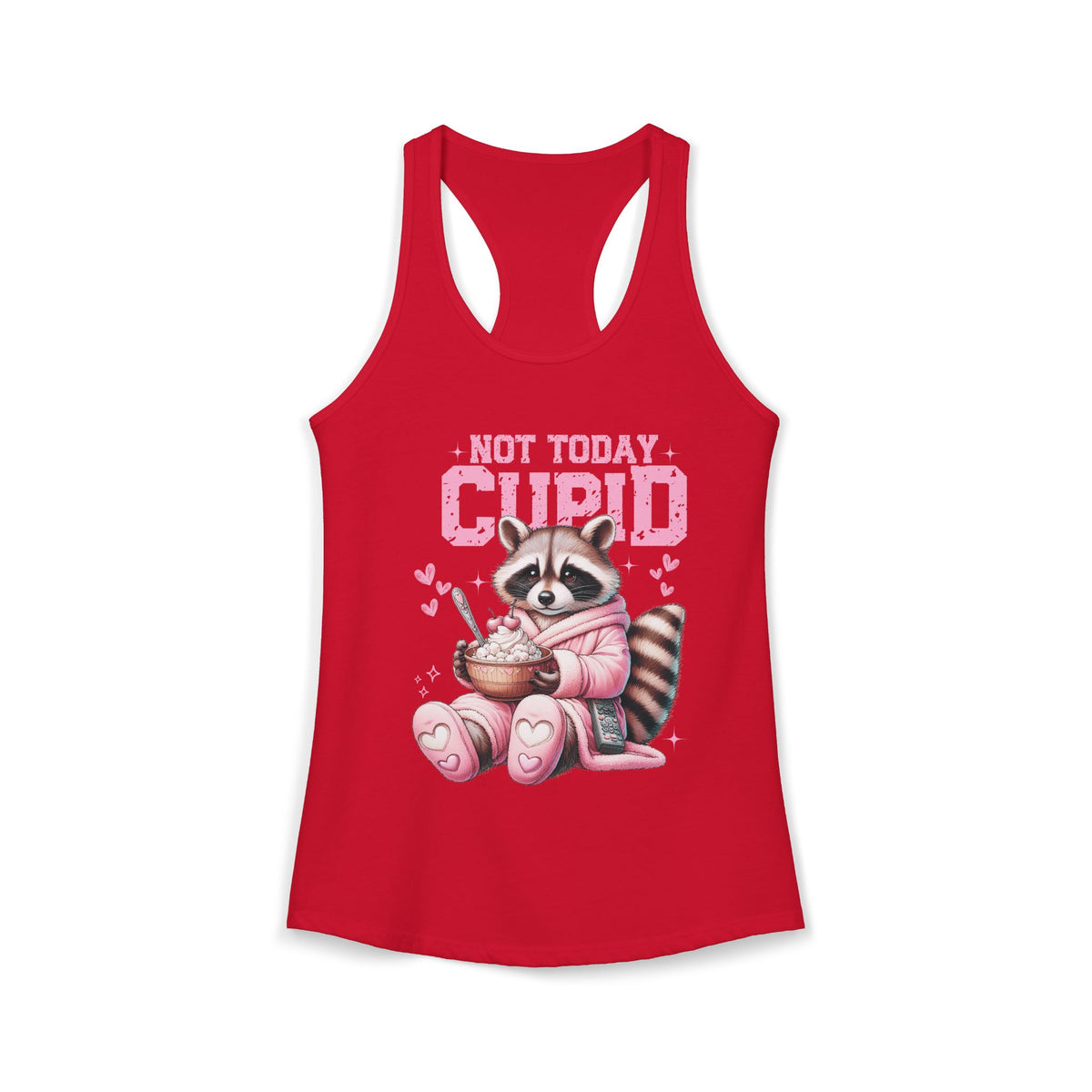 Not Today Cupid Raccoon Women's Ideal Racerback Tank