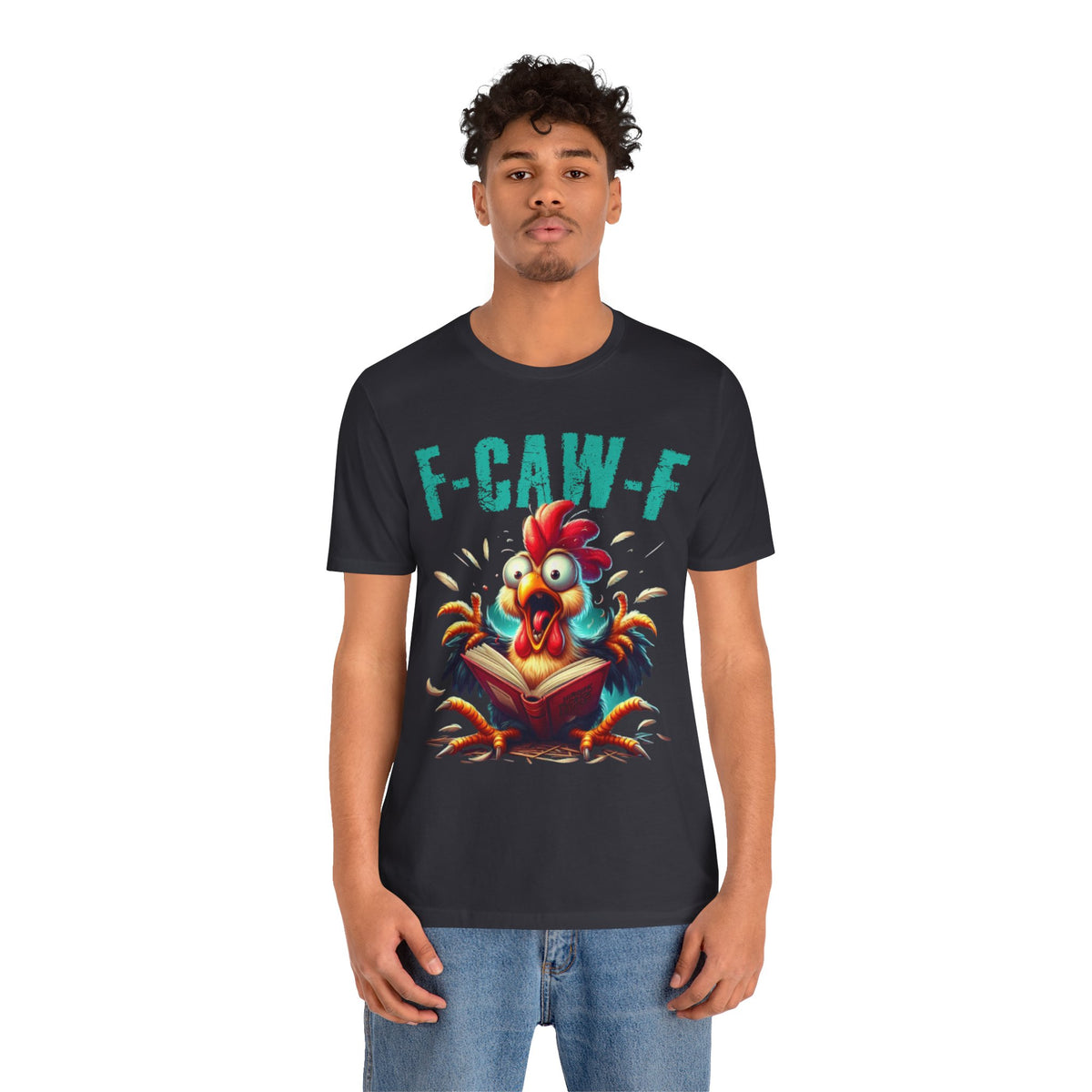 F Caw F Book Reading Chicken  Jersey Short Sleeve Tee