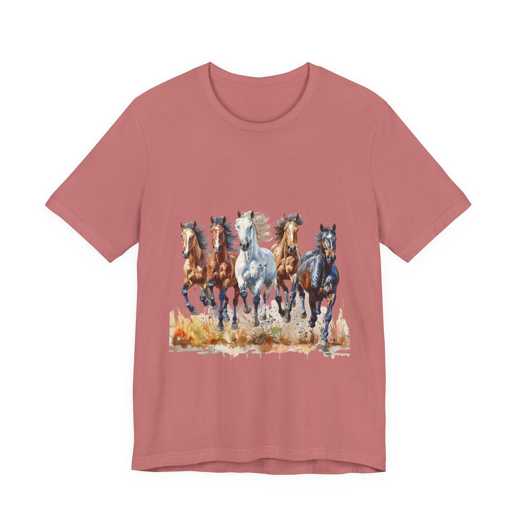 Western Wild Horses Jersey Short Sleeve Tee