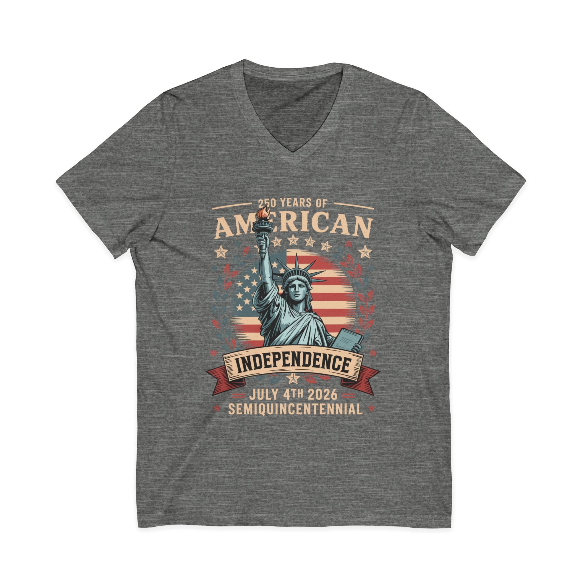 250 Years of America 1776-2026 Jersey Short Sleeve V-Neck Tee