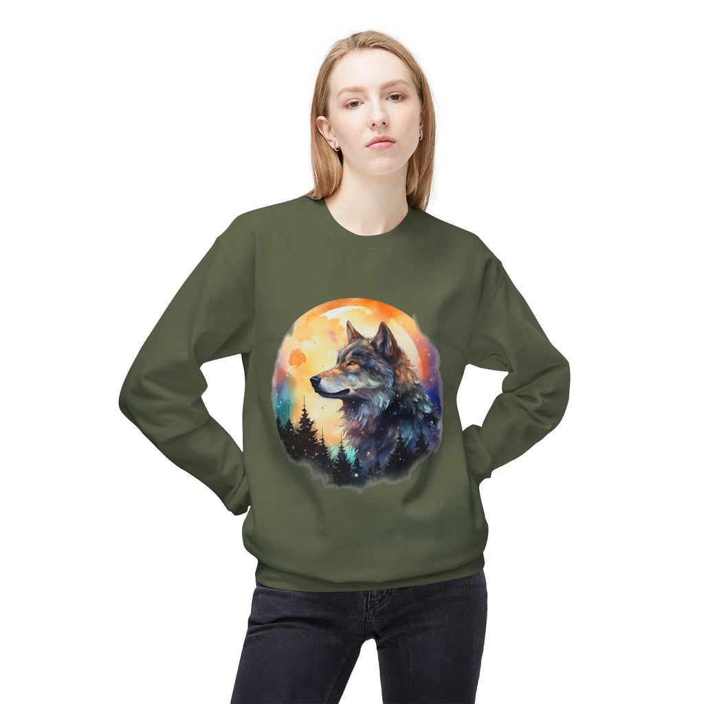 Wildlife Wolf Sunrise Crewneck Sweatshirt