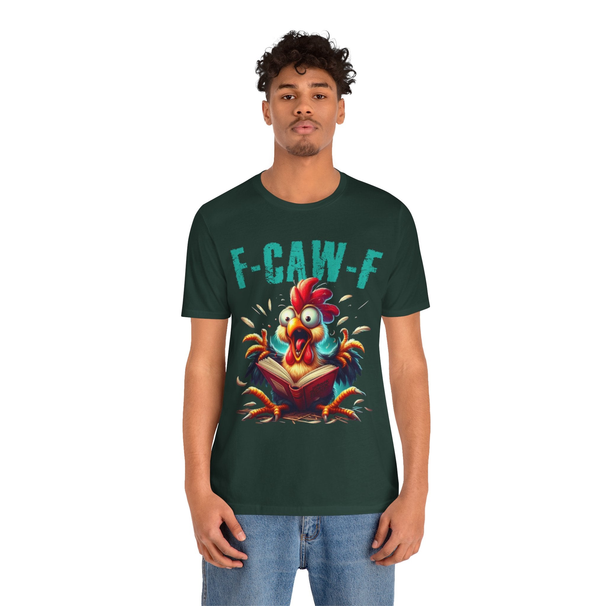 F Caw F Book Reading Chicken  Jersey Short Sleeve Tee