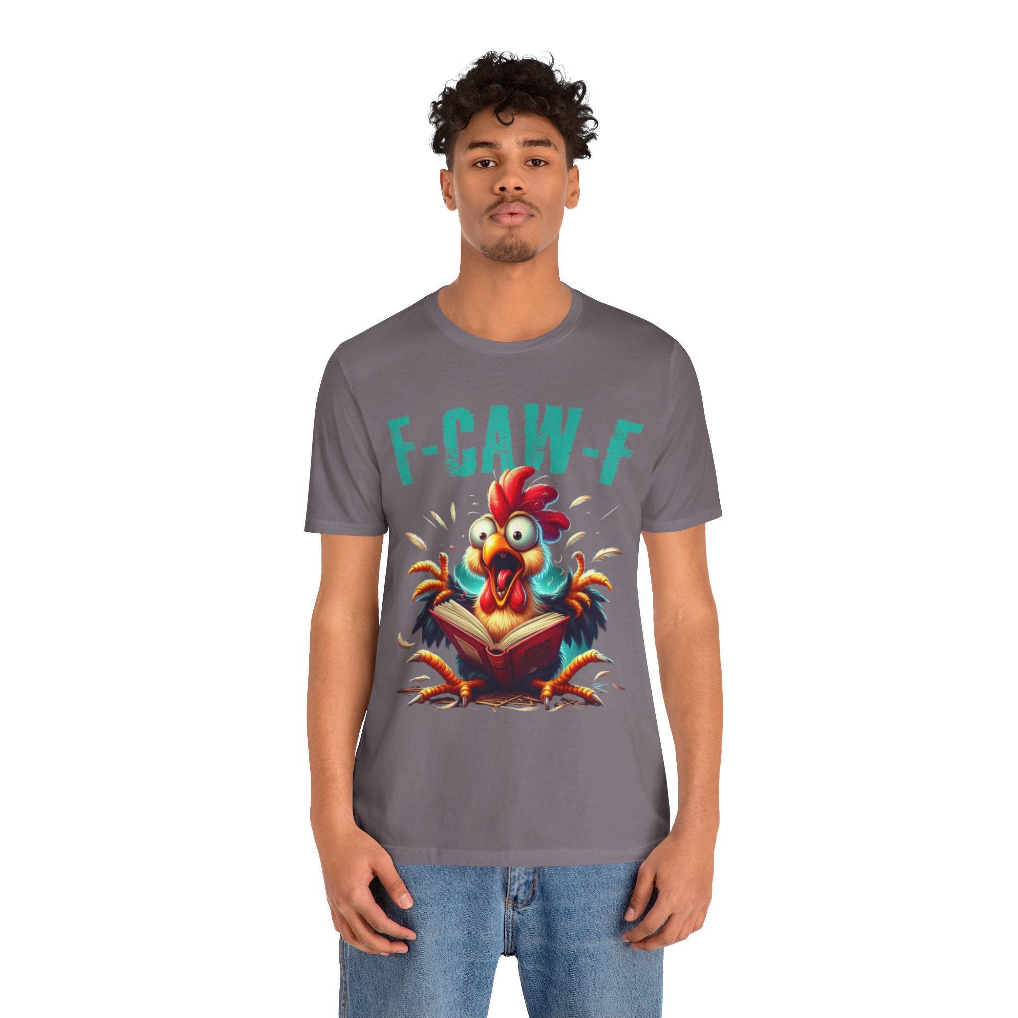 F Caw F Book Reading Chicken  Jersey Short Sleeve Tee