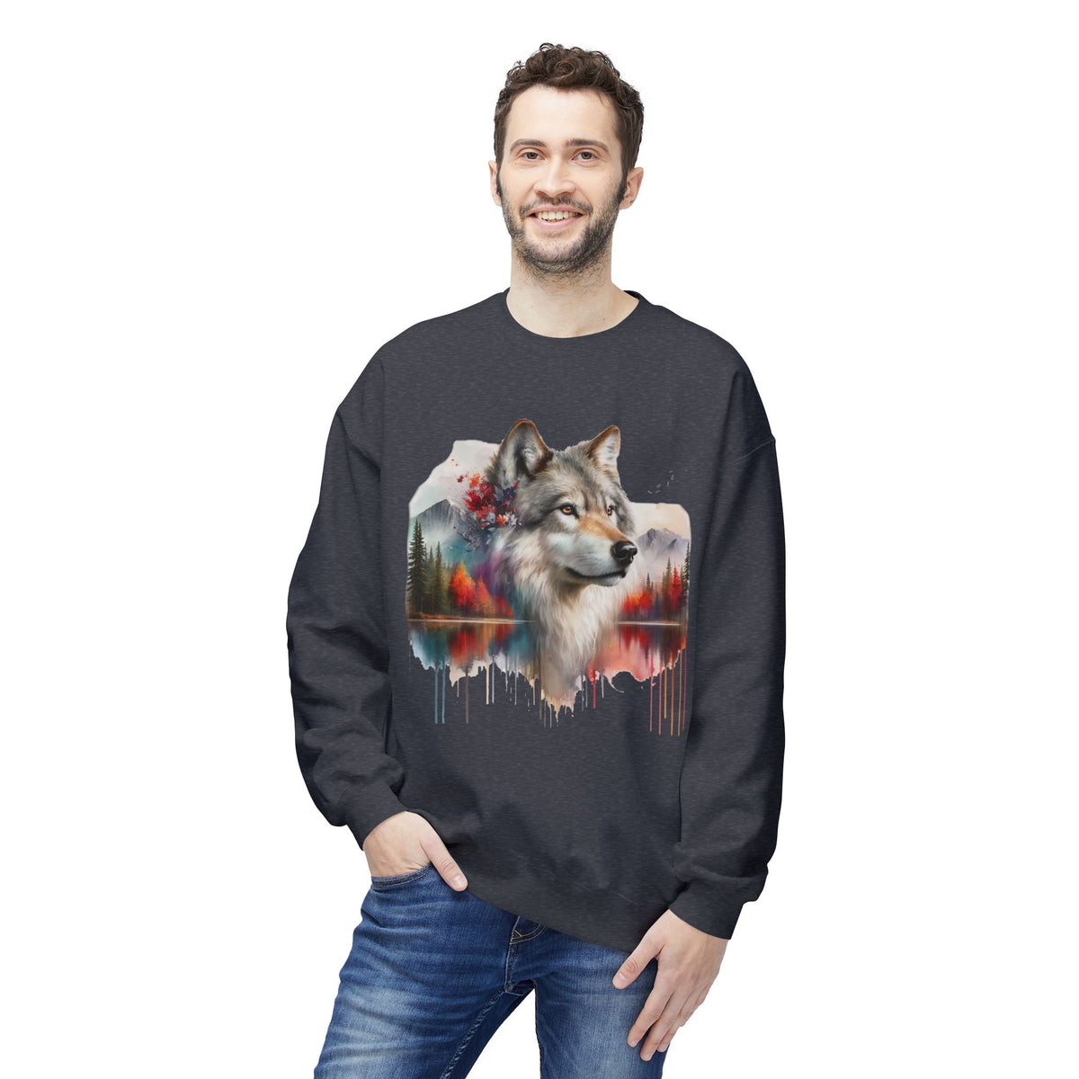 Wildlife Wolf Sweatshirt — Custom Graphic Crewneck