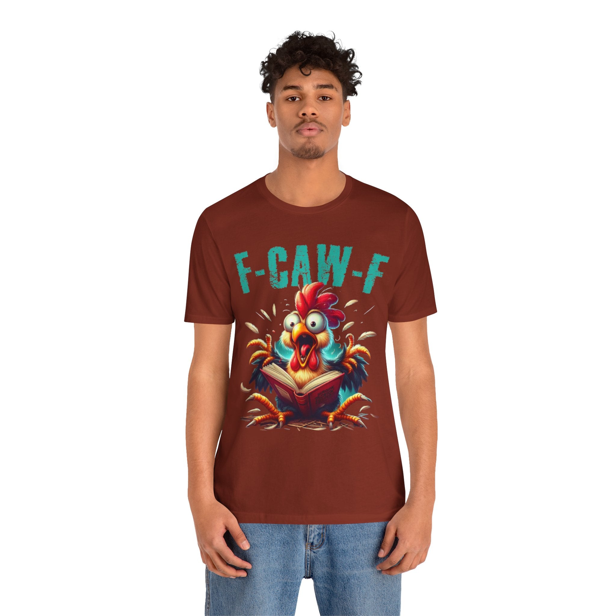 F Caw F Book Reading Chicken  Jersey Short Sleeve Tee