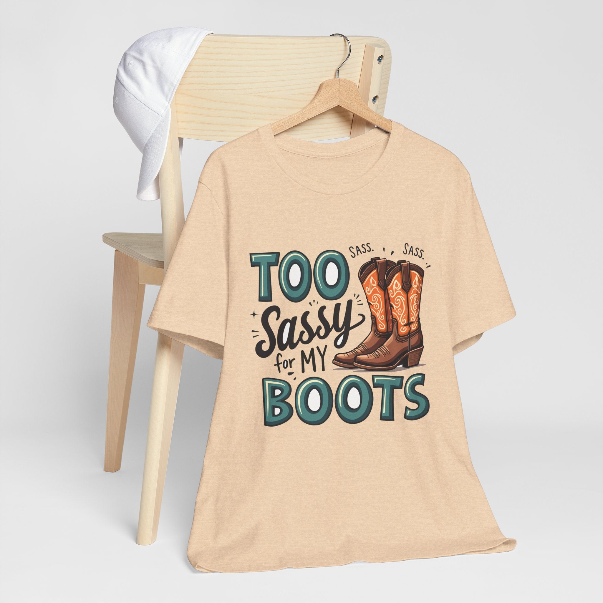 Too Sassy For My Boots Western T-Shirt — Women's Sassy Cowboy Tee