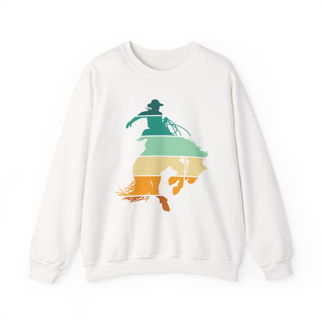Rodeo Bucking Horse Crewneck Sweatshirt — Western Cowboy Rodeo Graphic