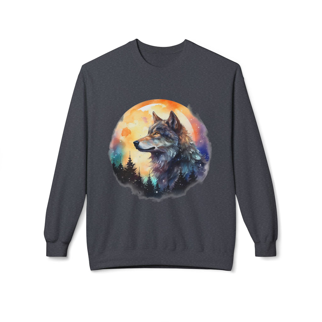 Wildlife Wolf Sunrise Crewneck Sweatshirt