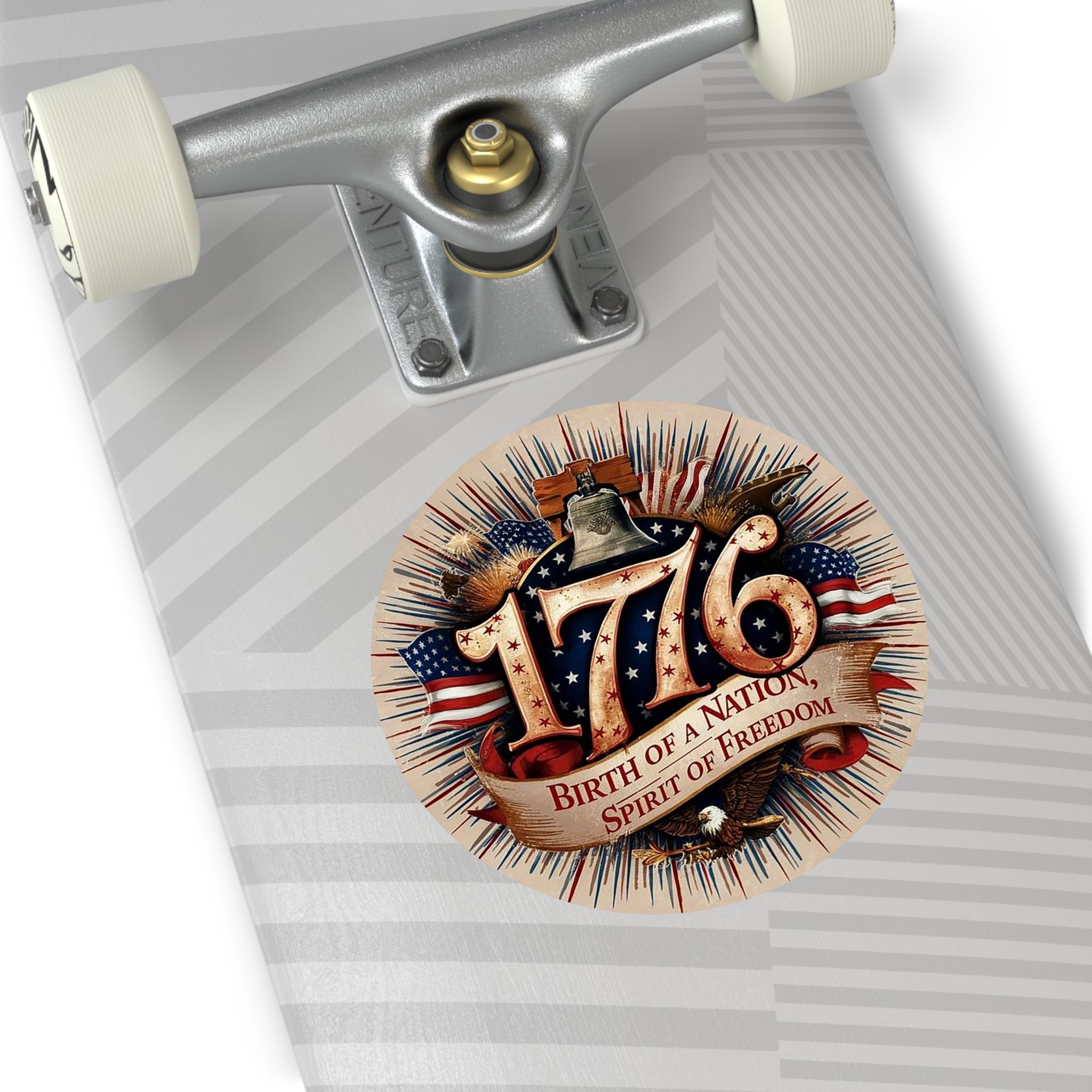 1776 Liberty Bell Patriotic Round Vinyl Sticker | Birth of a Nation Spirit of Freedom