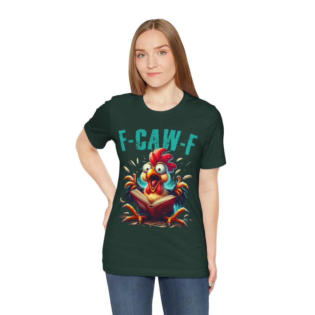 F Caw F Book Reading Chicken  Jersey Short Sleeve Tee