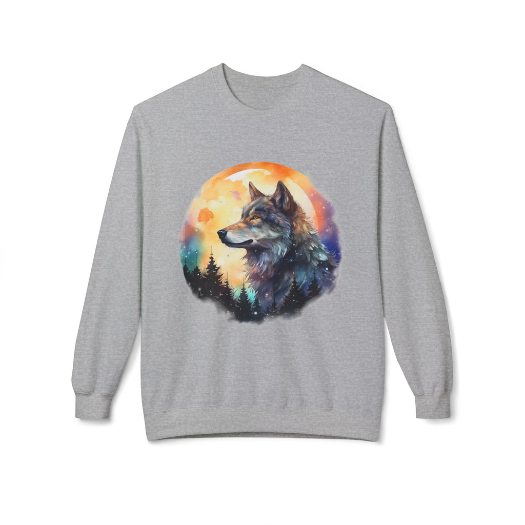 Wildlife Wolf Sunrise Crewneck Sweatshirt