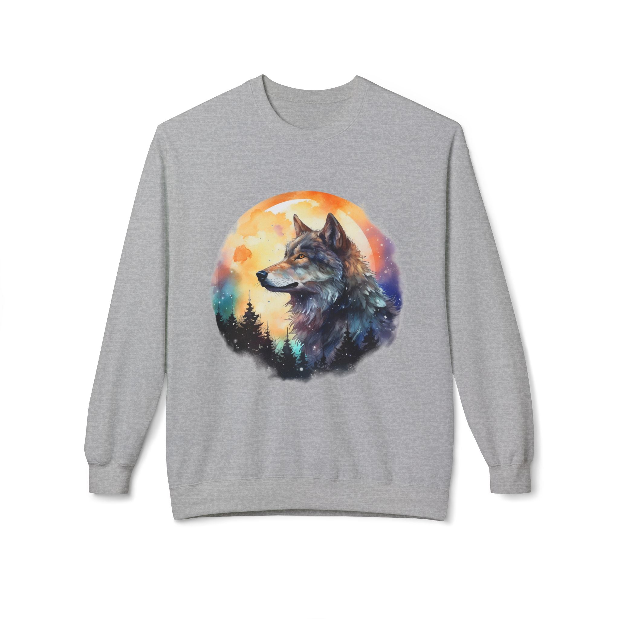 Wildlife Wolf Sunrise Crewneck Sweatshirt
