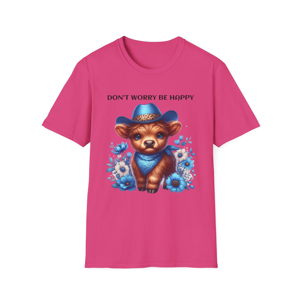 Baby Highland Cow Don't Worry Be Happy Unisex Soft style T-Shirt
