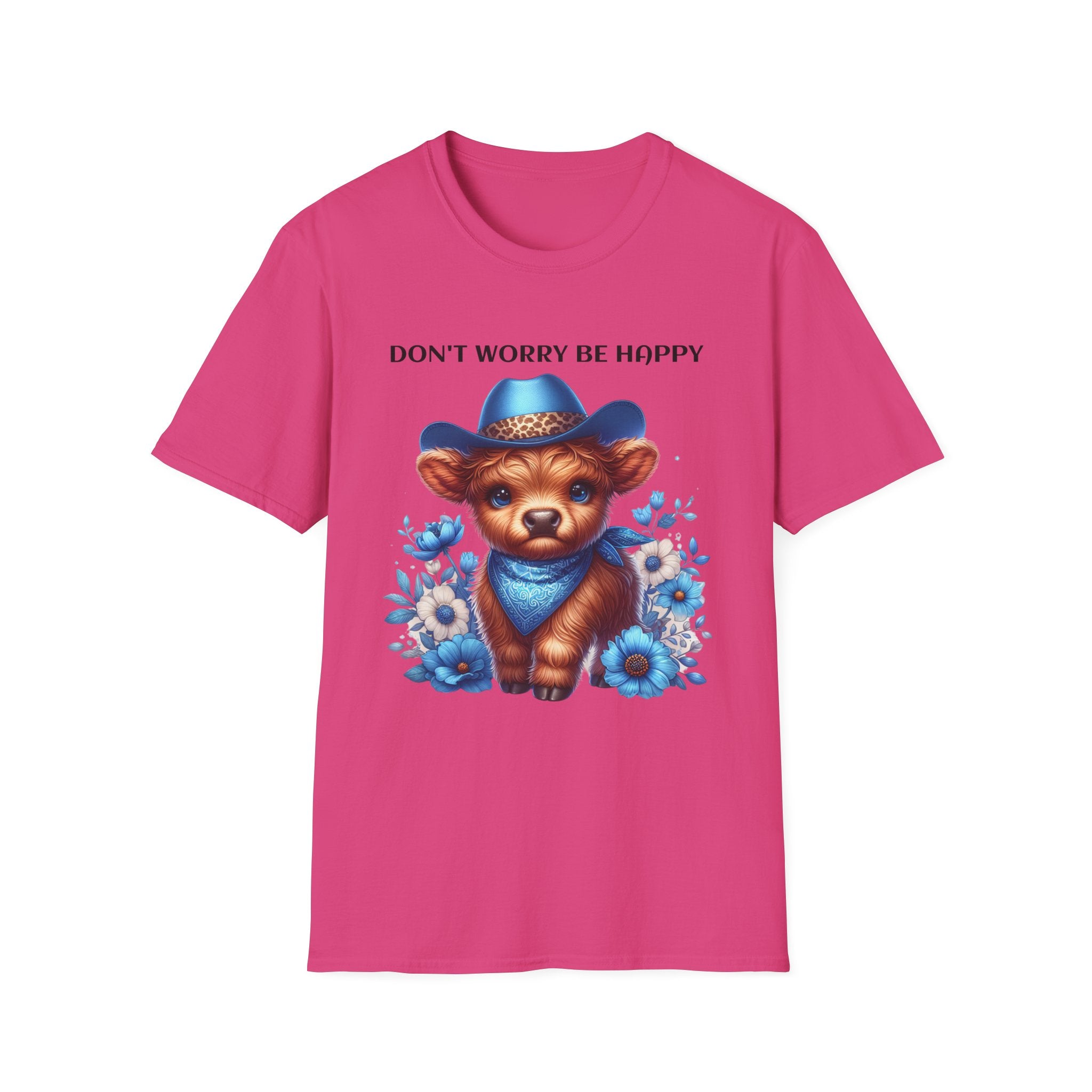Baby Highland Cow Don't Worry Be Happy Unisex Soft style T-Shirt