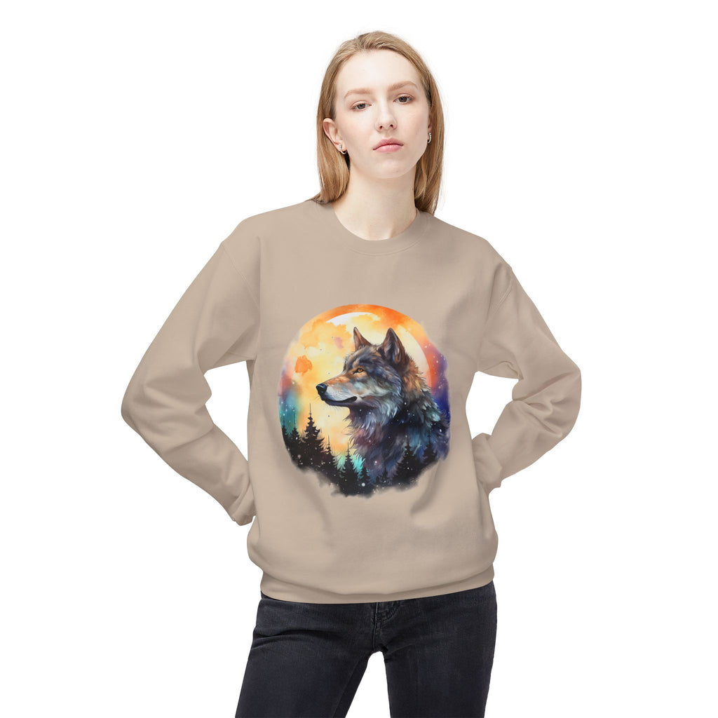 Wildlife Wolf Sunrise Crewneck Sweatshirt