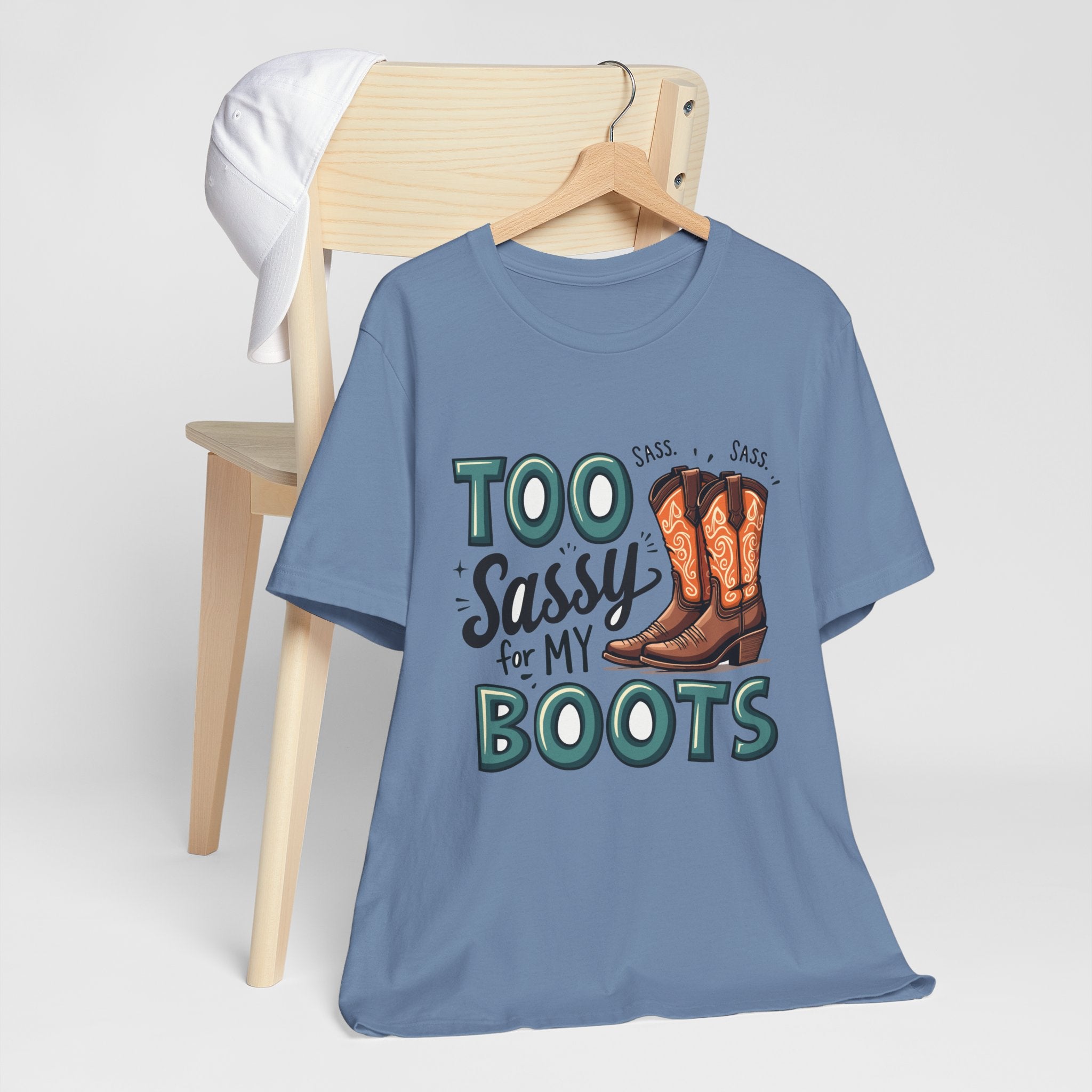 Too Sassy For My Boots Western T-Shirt — Women's Sassy Cowboy Tee