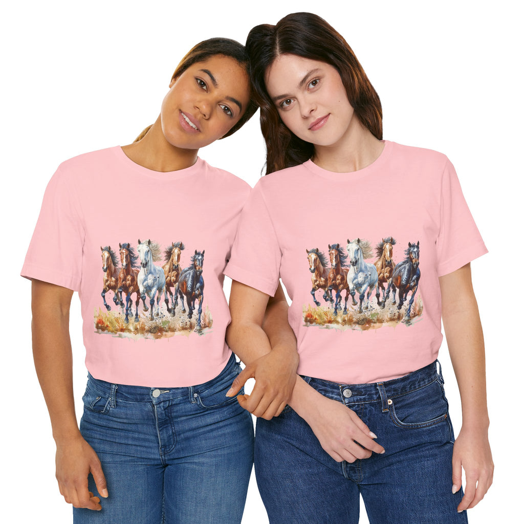 Western Wild Horses Jersey Short Sleeve Tee