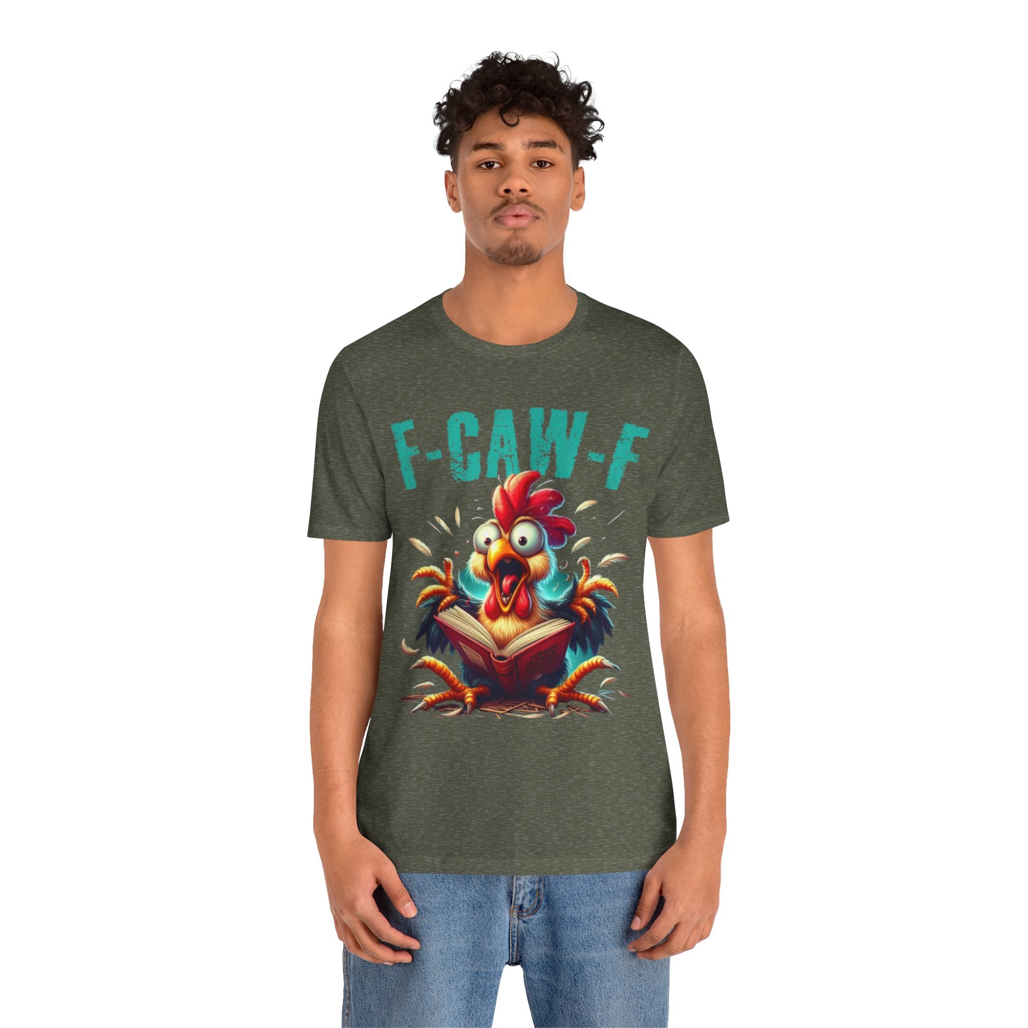 F Caw F Book Reading Chicken  Jersey Short Sleeve Tee