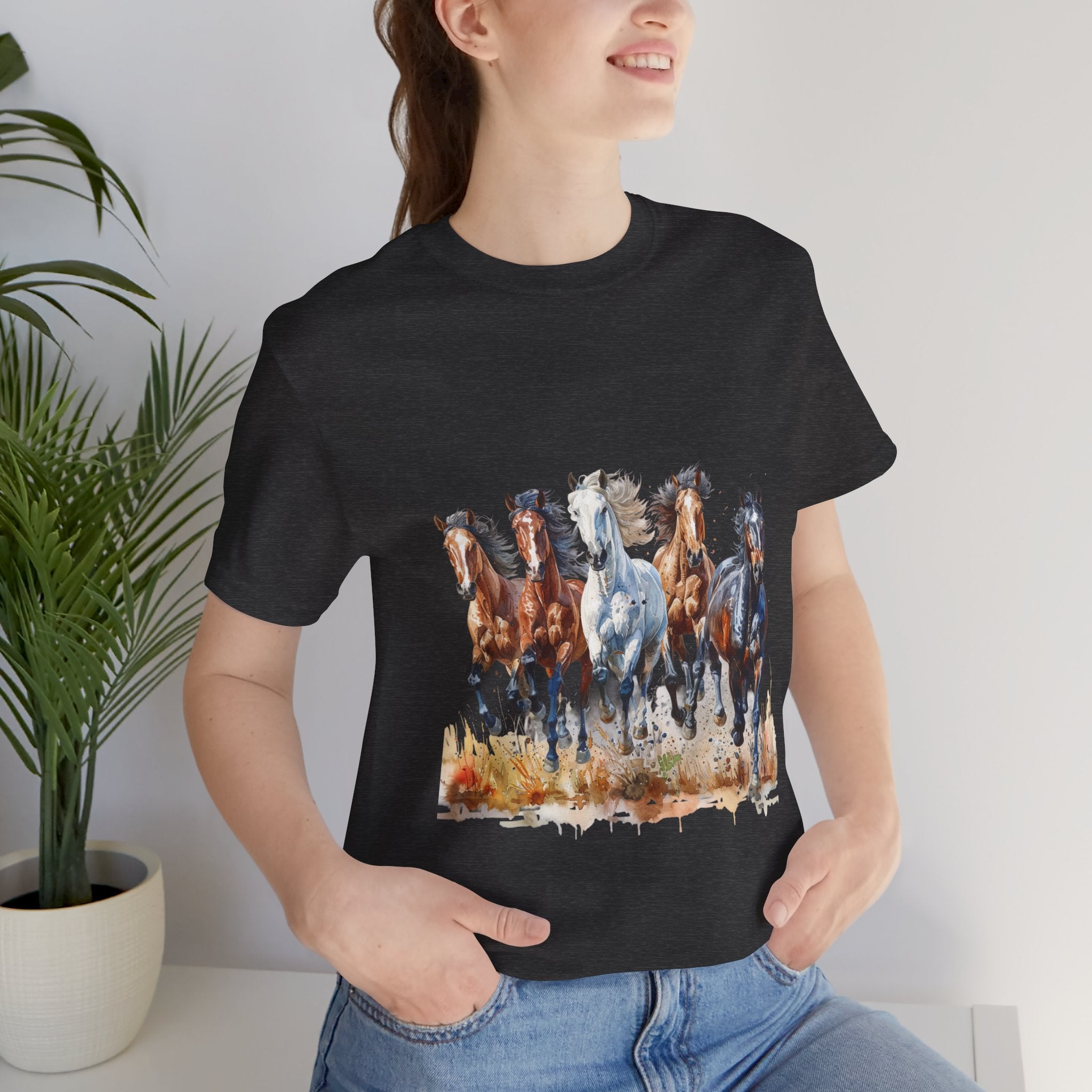 Western Wild Horses Jersey Short Sleeve Tee