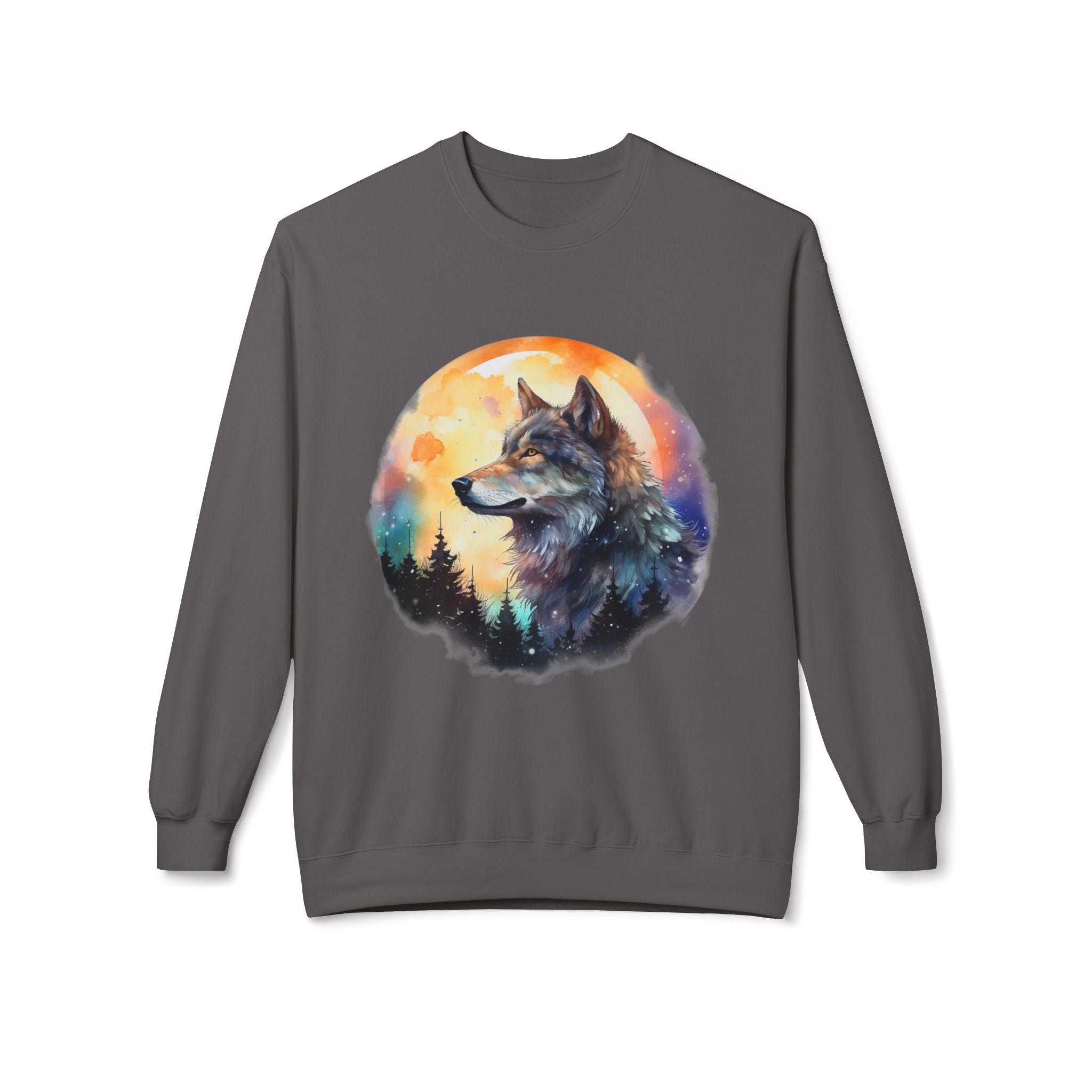 Wildlife Wolf Sunrise Crewneck Sweatshirt