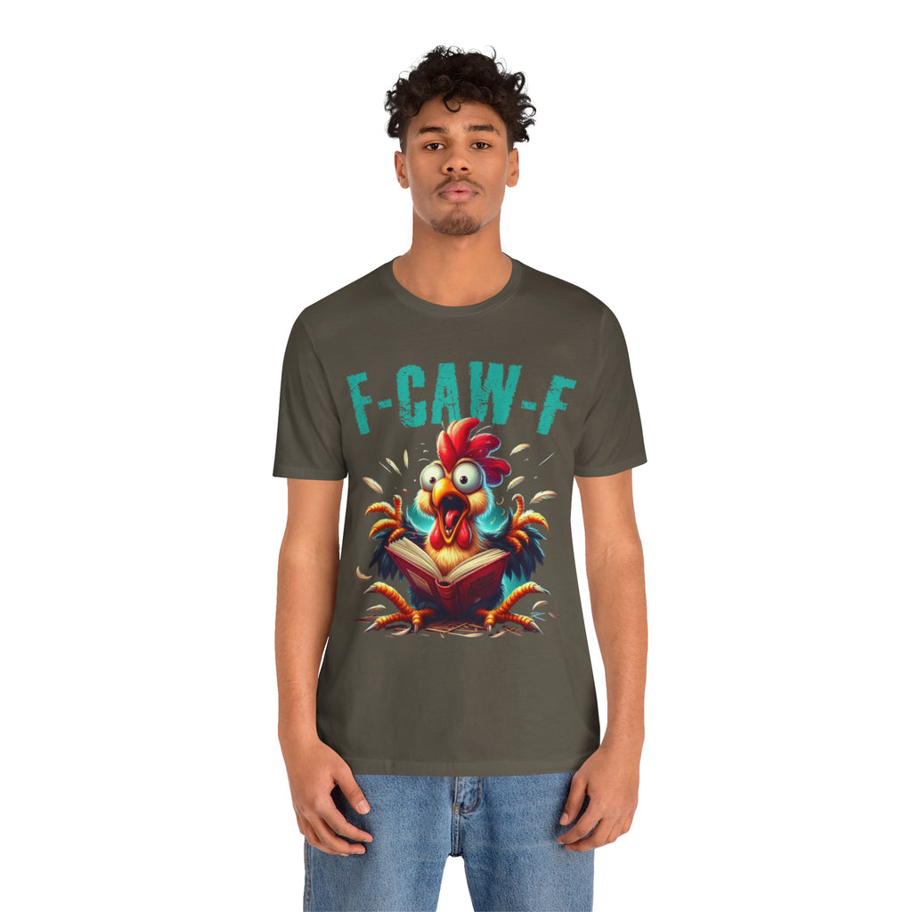 F Caw F Book Reading Chicken  Jersey Short Sleeve Tee