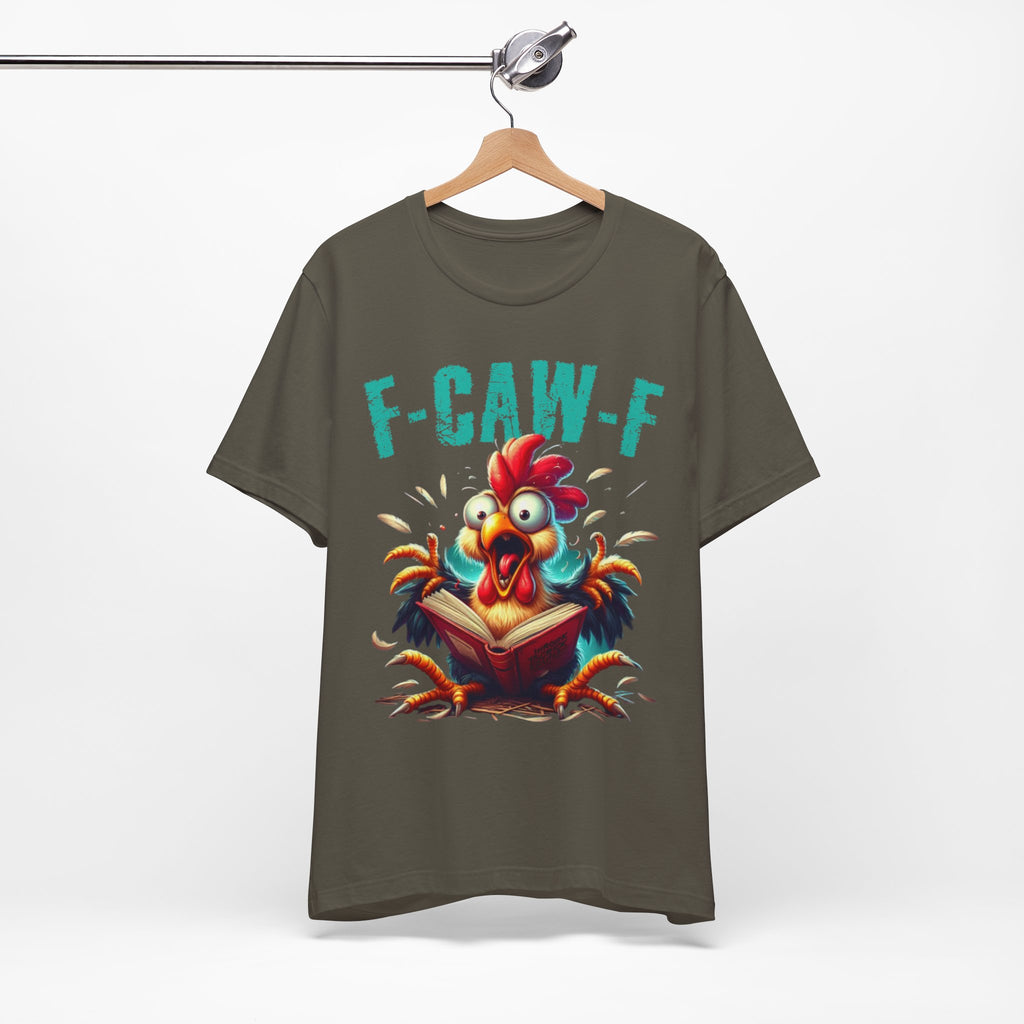 F Caw F Book Reading Chicken  Jersey Short Sleeve Tee