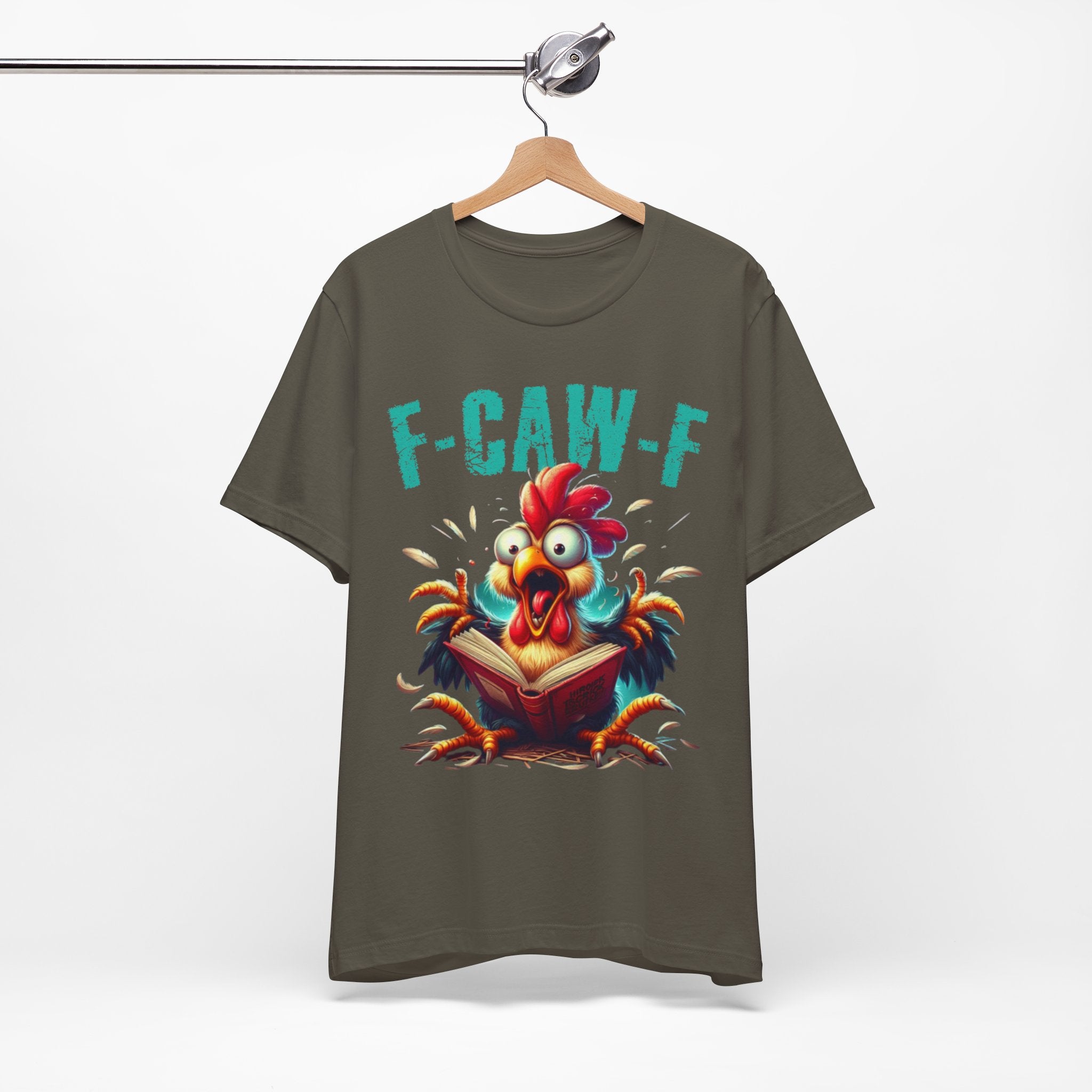 F Caw F Book Reading Chicken  Jersey Short Sleeve Tee