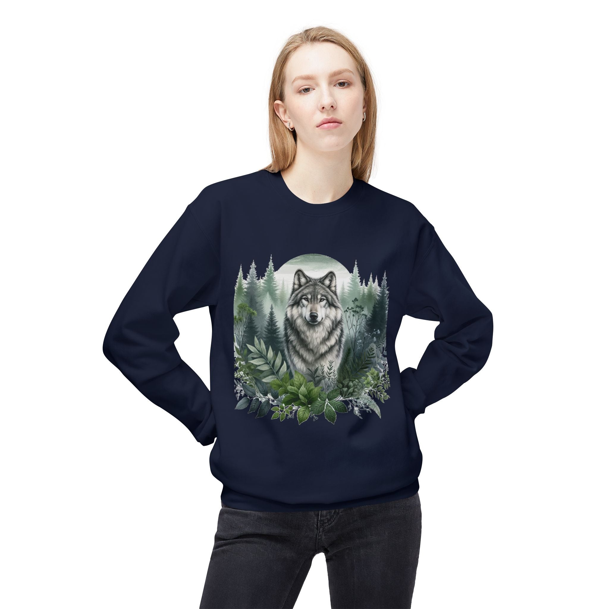 Wildlife Wolf Crewneck Sweatshirt — Custom Wolf Graphic