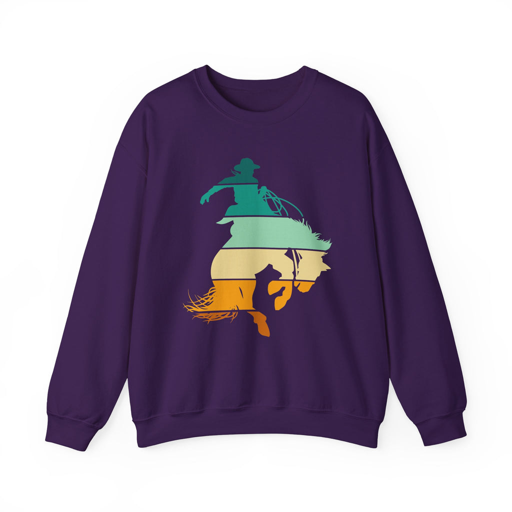Rodeo Bucking Horse Crewneck Sweatshirt — Western Cowboy Rodeo Graphic