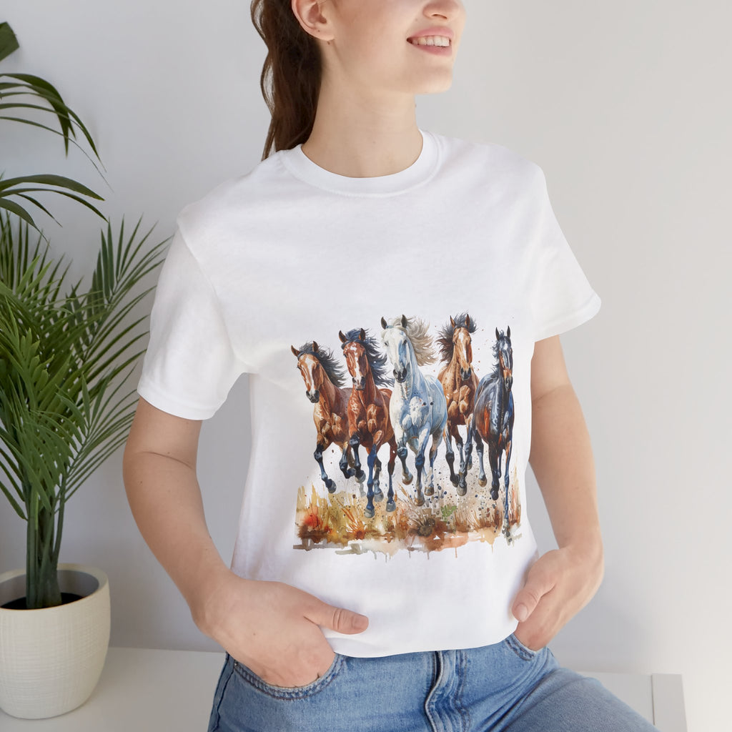 Western Wild Horses Jersey Short Sleeve Tee