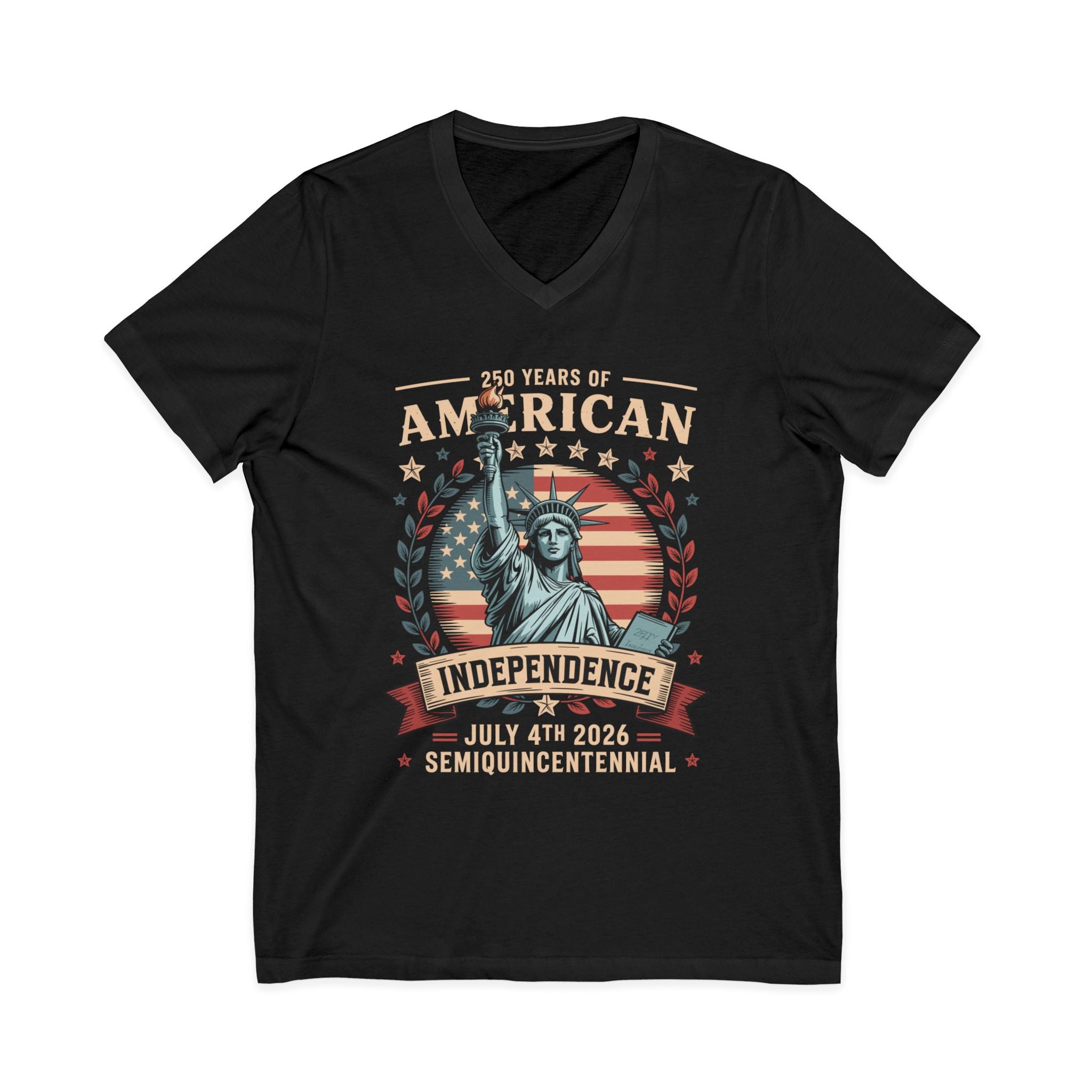 250 Years of America 1776-2026 Jersey Short Sleeve V-Neck Tee