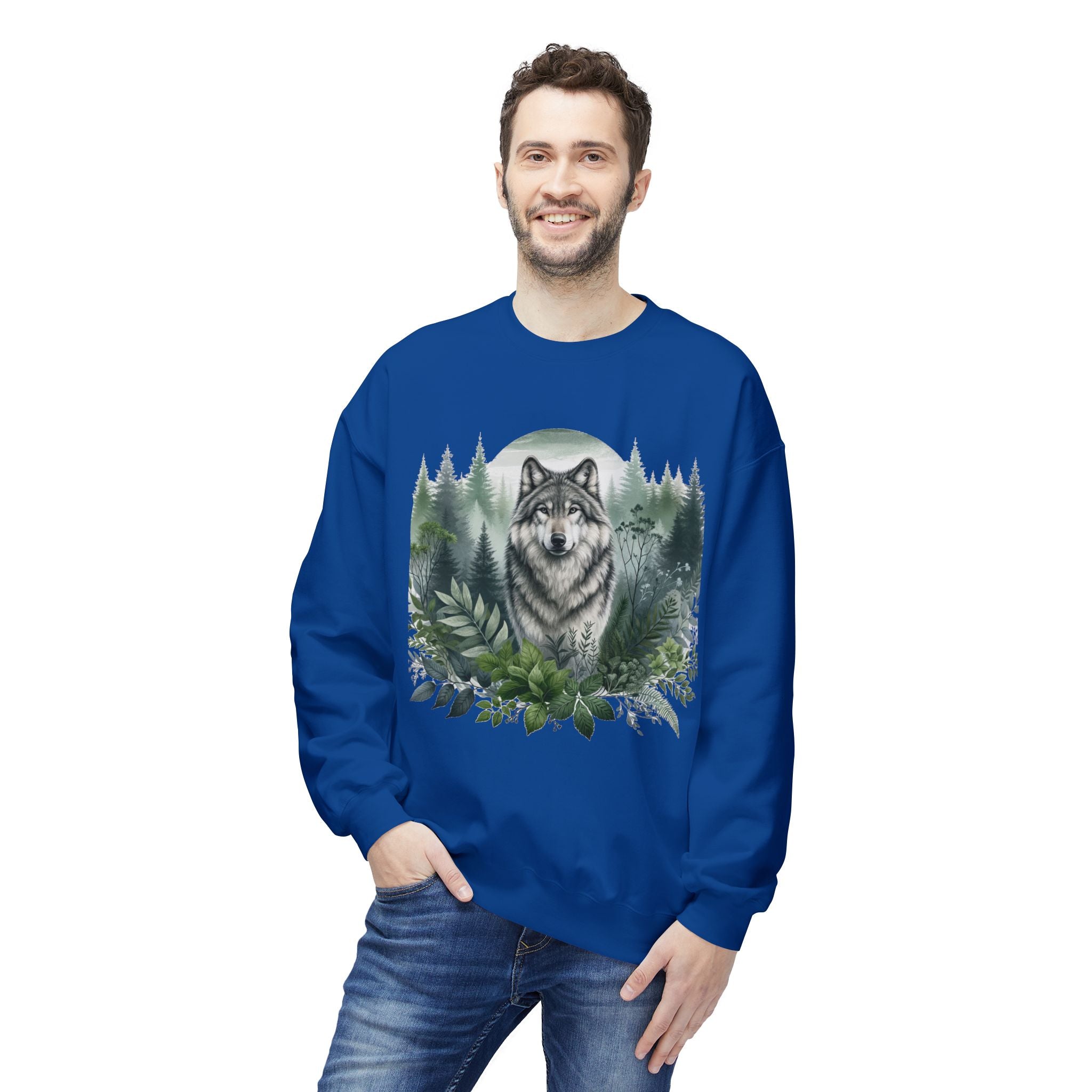 Wildlife Wolf Crewneck Sweatshirt — Custom Wolf Graphic