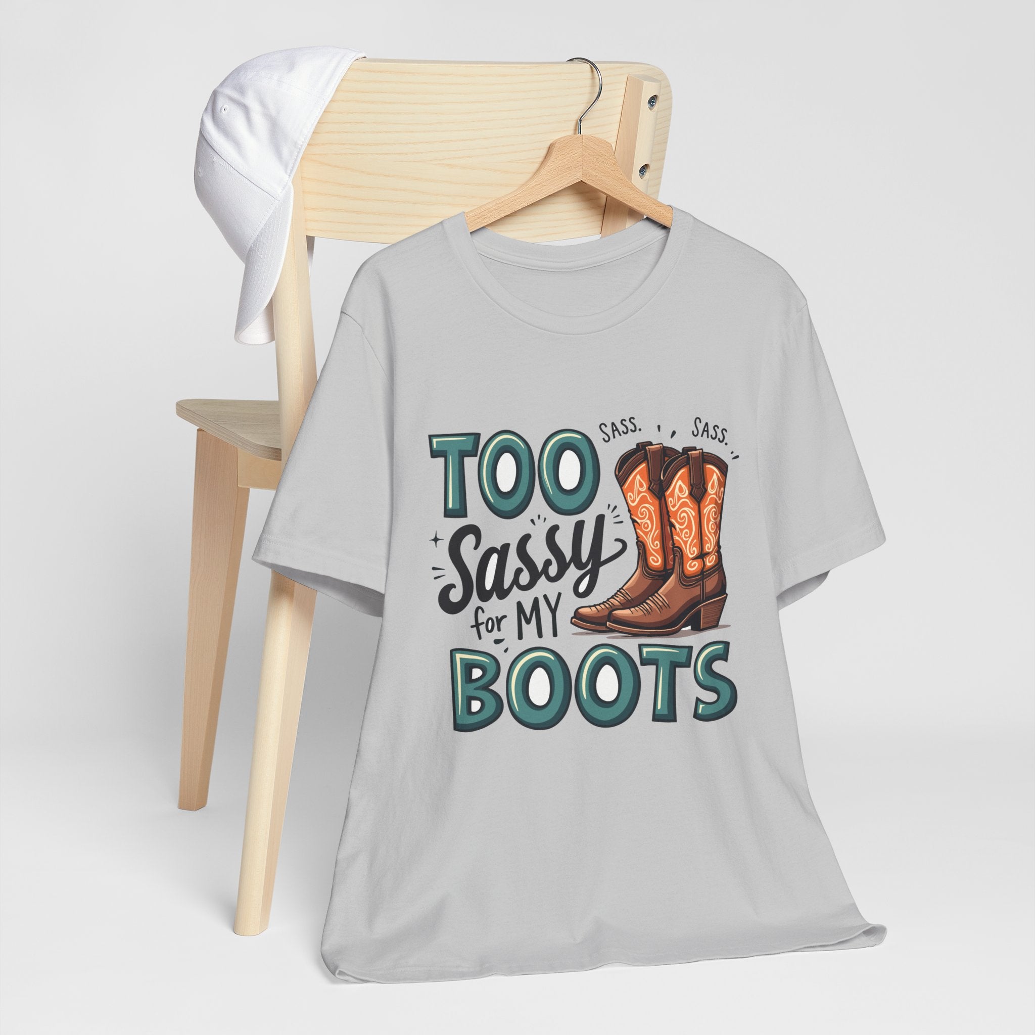 Too Sassy For My Boots Western T-Shirt — Women's Sassy Cowboy Tee