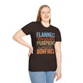 Fall Vibes T‑Shirt — “Flannels Hayrides Pumpkins” Autumn Graphic Tee