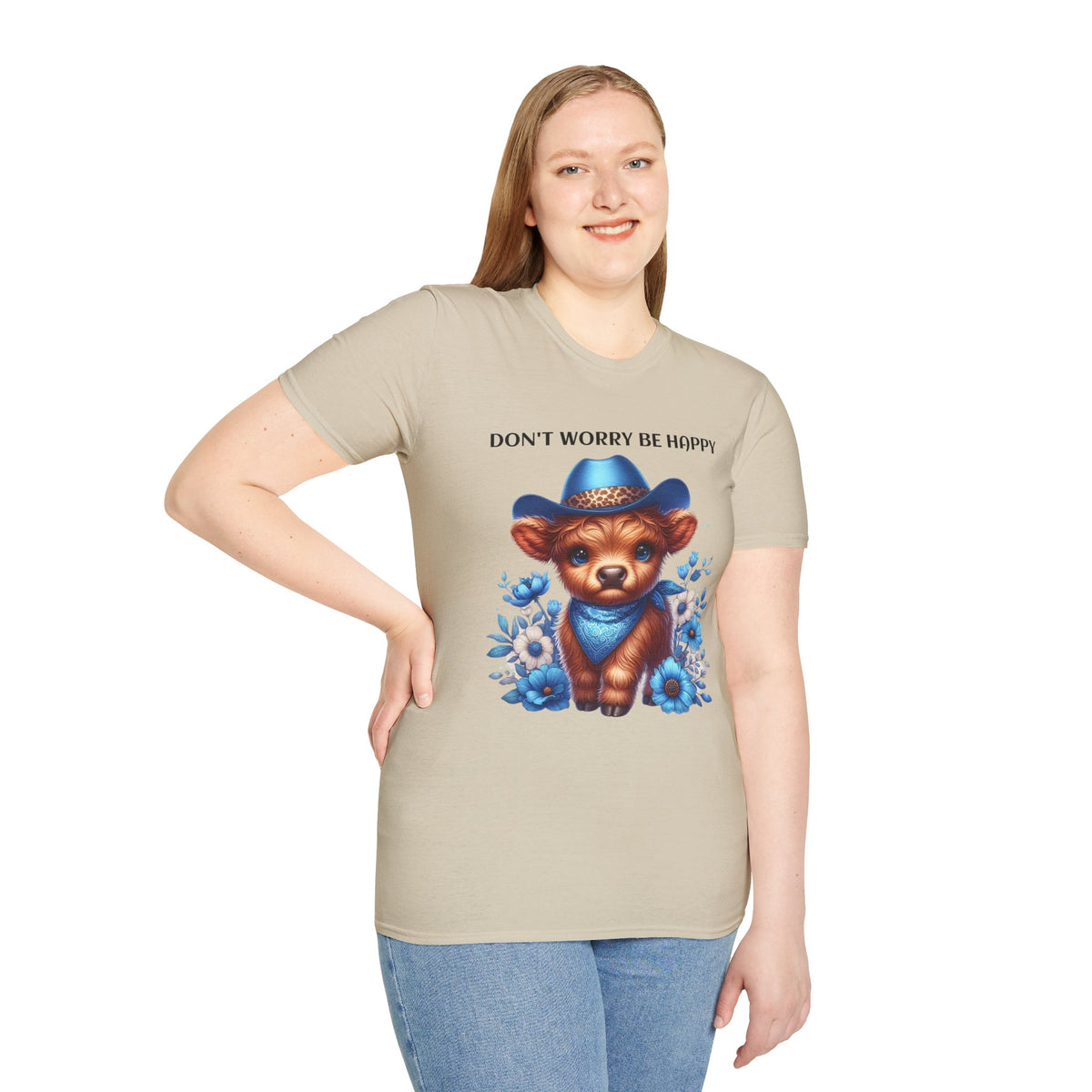 Baby Highland Cow Don't Worry Be Happy Unisex Soft style T-Shirt