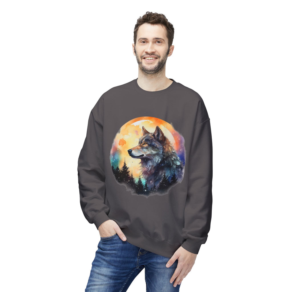 Wildlife Wolf Sunrise Crewneck Sweatshirt