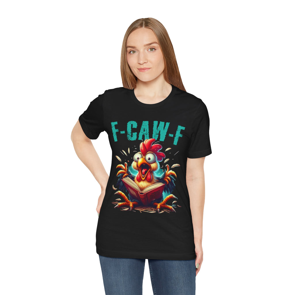 F Caw F Book Reading Chicken  Jersey Short Sleeve Tee