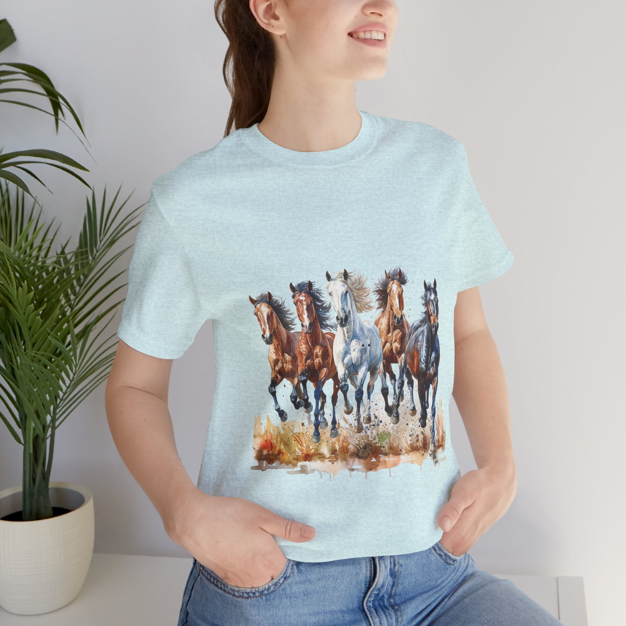 Western Wild Horses Jersey Short Sleeve Tee