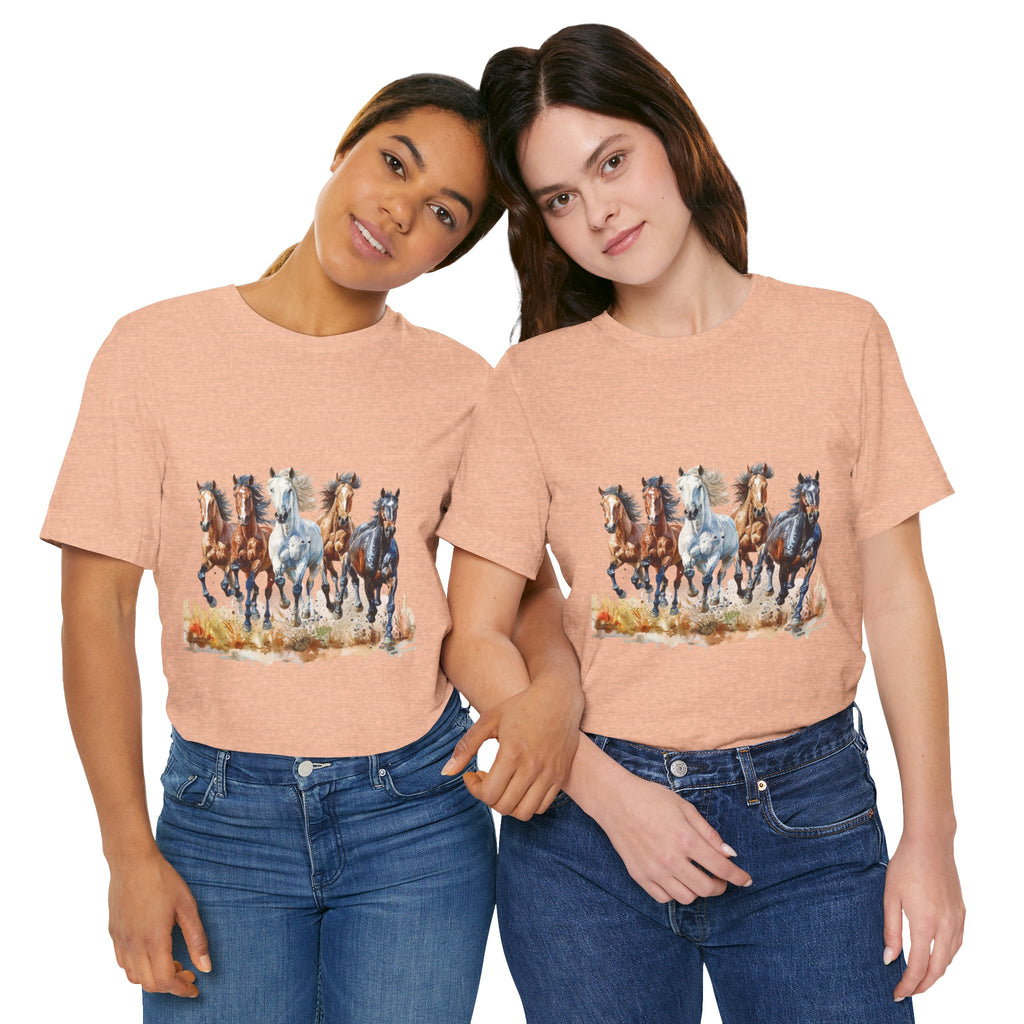 Western Wild Horses Jersey Short Sleeve Tee